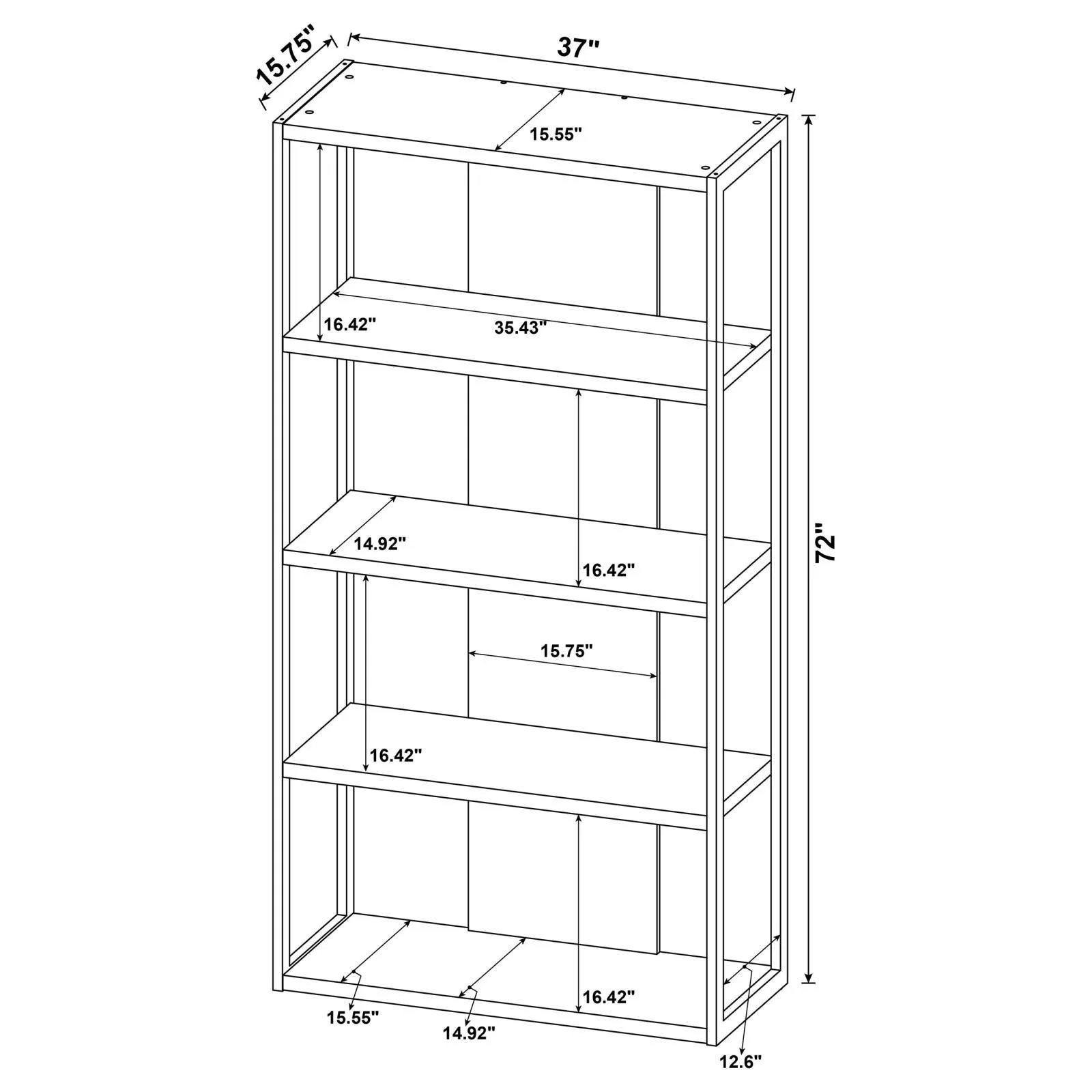 Loomis Whitewashed Gray 4-Shelf Bookcase - Image 11