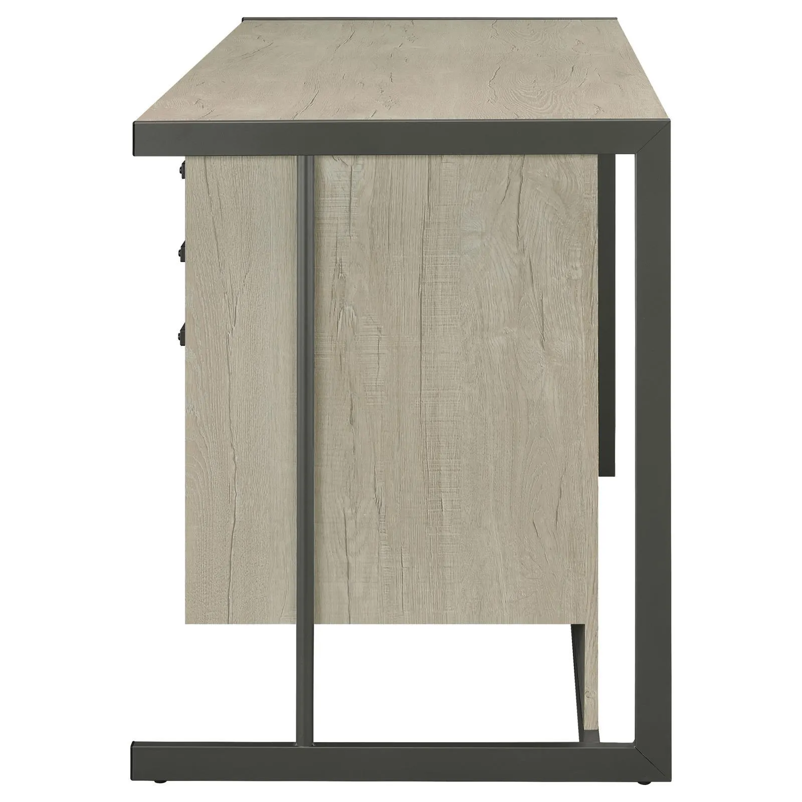 Loomis Whitewashed Gray/Gunmetal 4-Drawer Rectangular Office Desk - Image 6