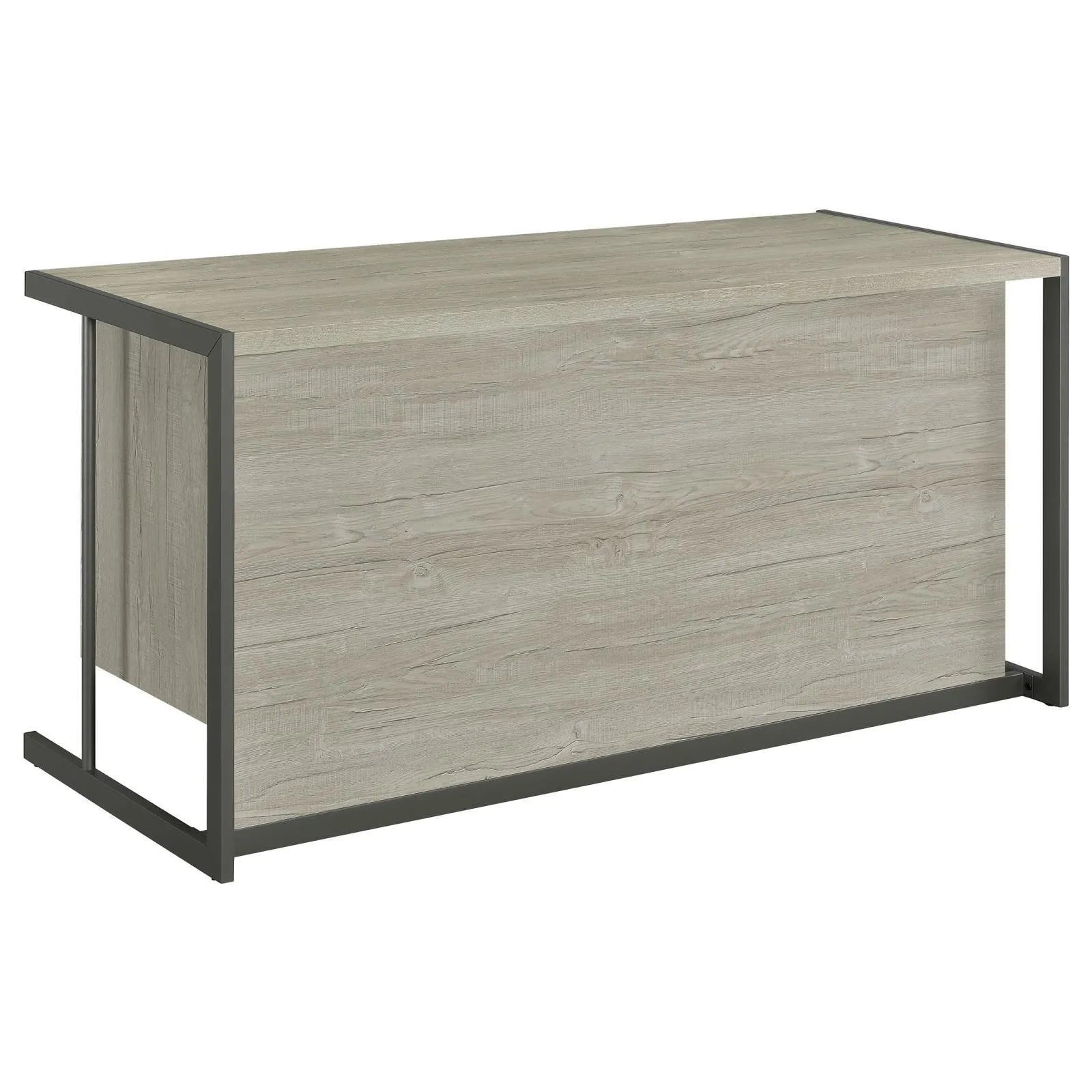 Loomis Whitewashed Gray/Gunmetal 4-Drawer Rectangular Office Desk - Image 7