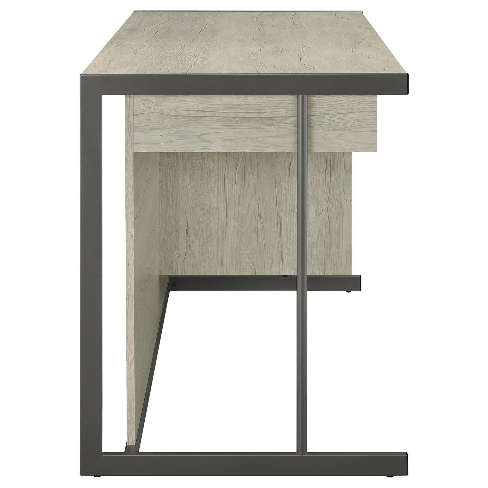 Loomis Whitewashed Gray/Gunmetal 4-Drawer Rectangular Office Desk - Image 9