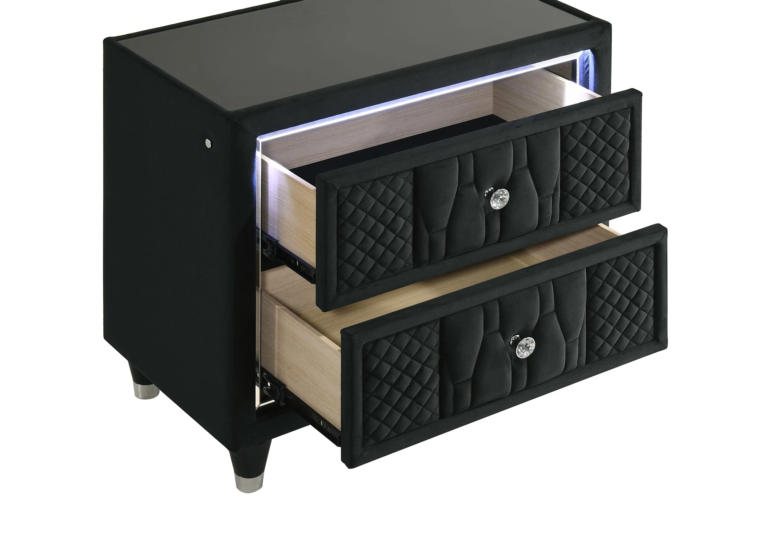 Lorient Black 2-drawer LED Nightstand with USB - Image 10