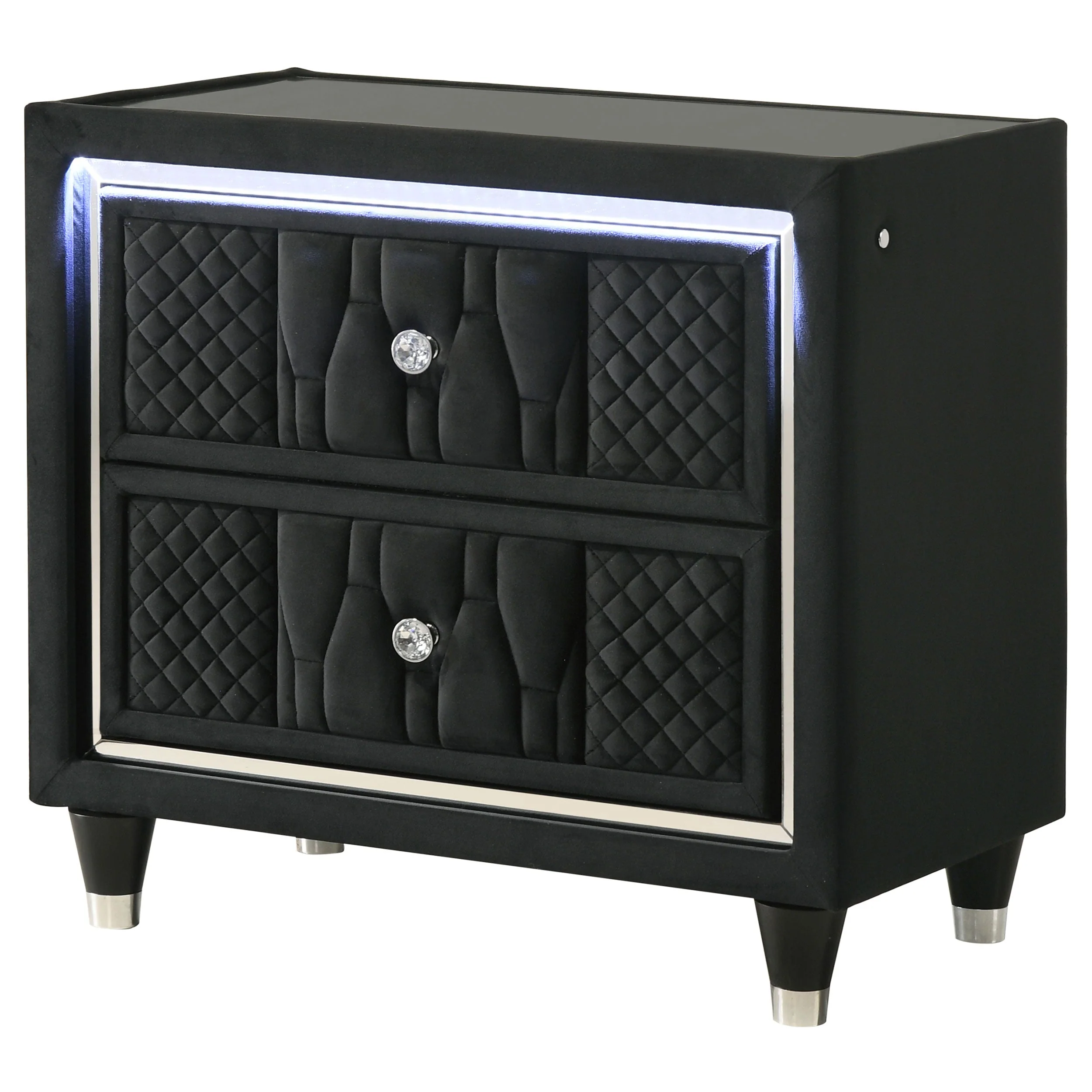 Lorient Black 2-drawer LED Nightstand with USB - Image 4
