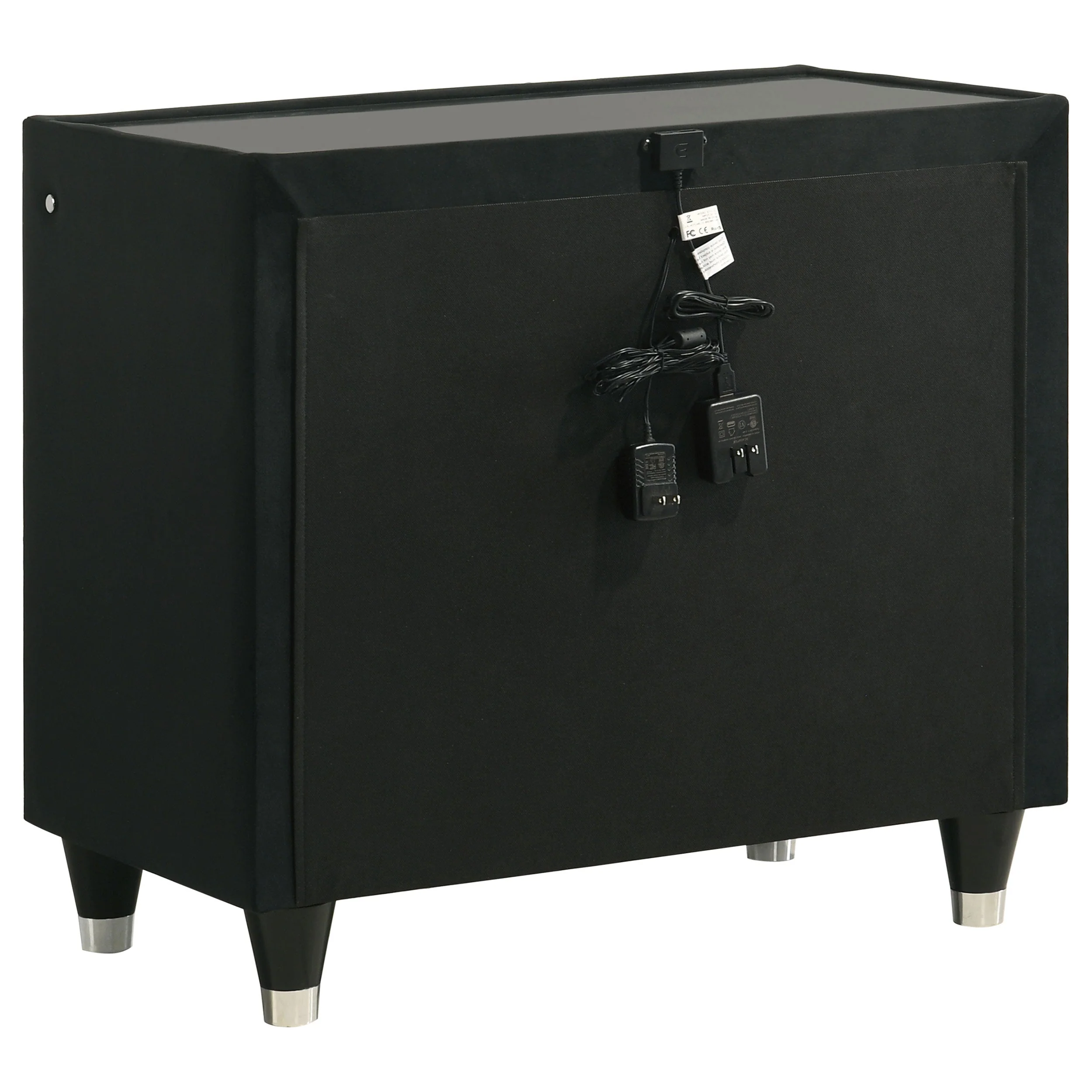 Lorient Black 2-drawer LED Nightstand with USB - Image 6