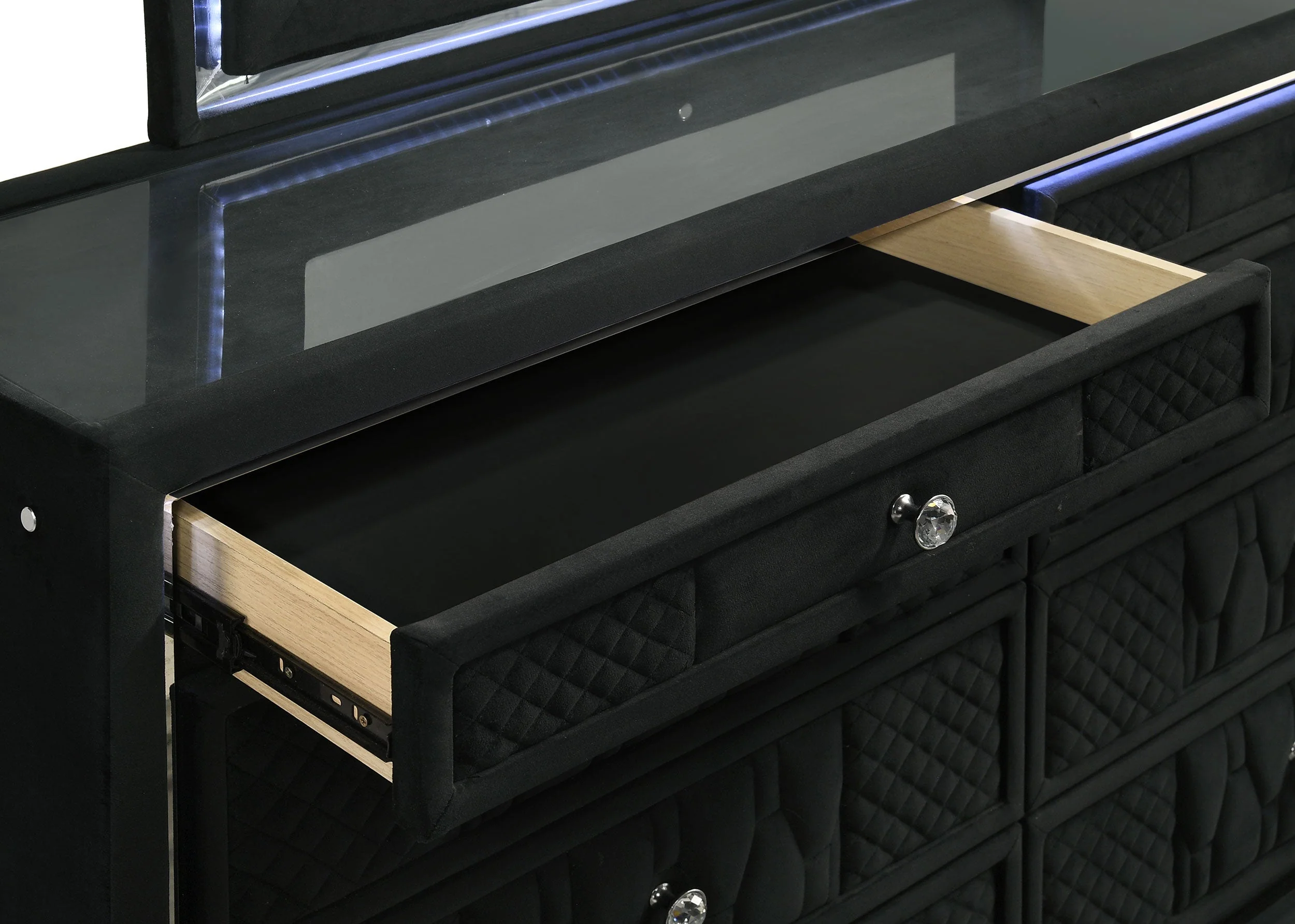 Lorient Black 8-drawer LED Bedroom Dresser Cabinet - Image 11