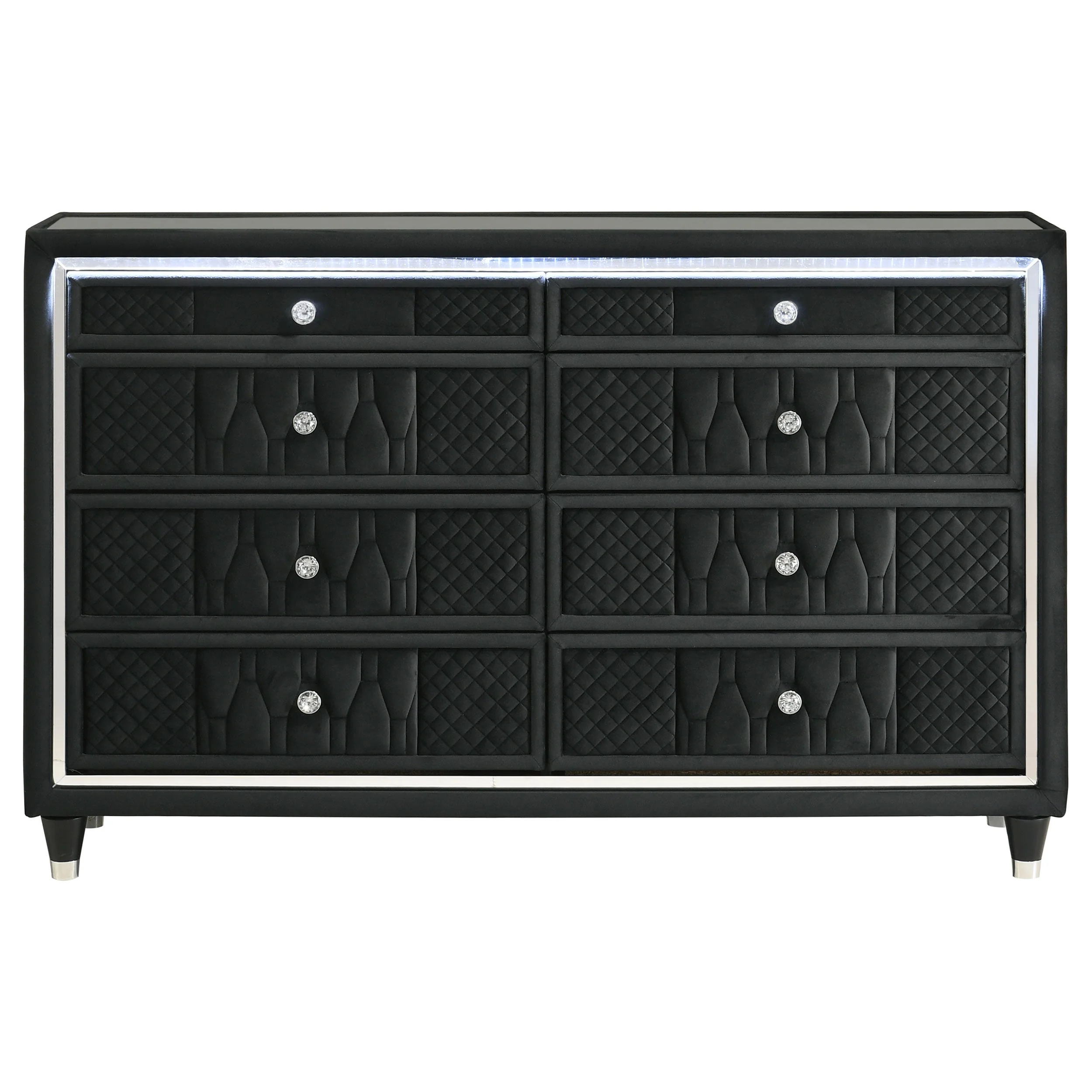 Lorient Black 8-drawer LED Bedroom Dresser Cabinet - Image 3