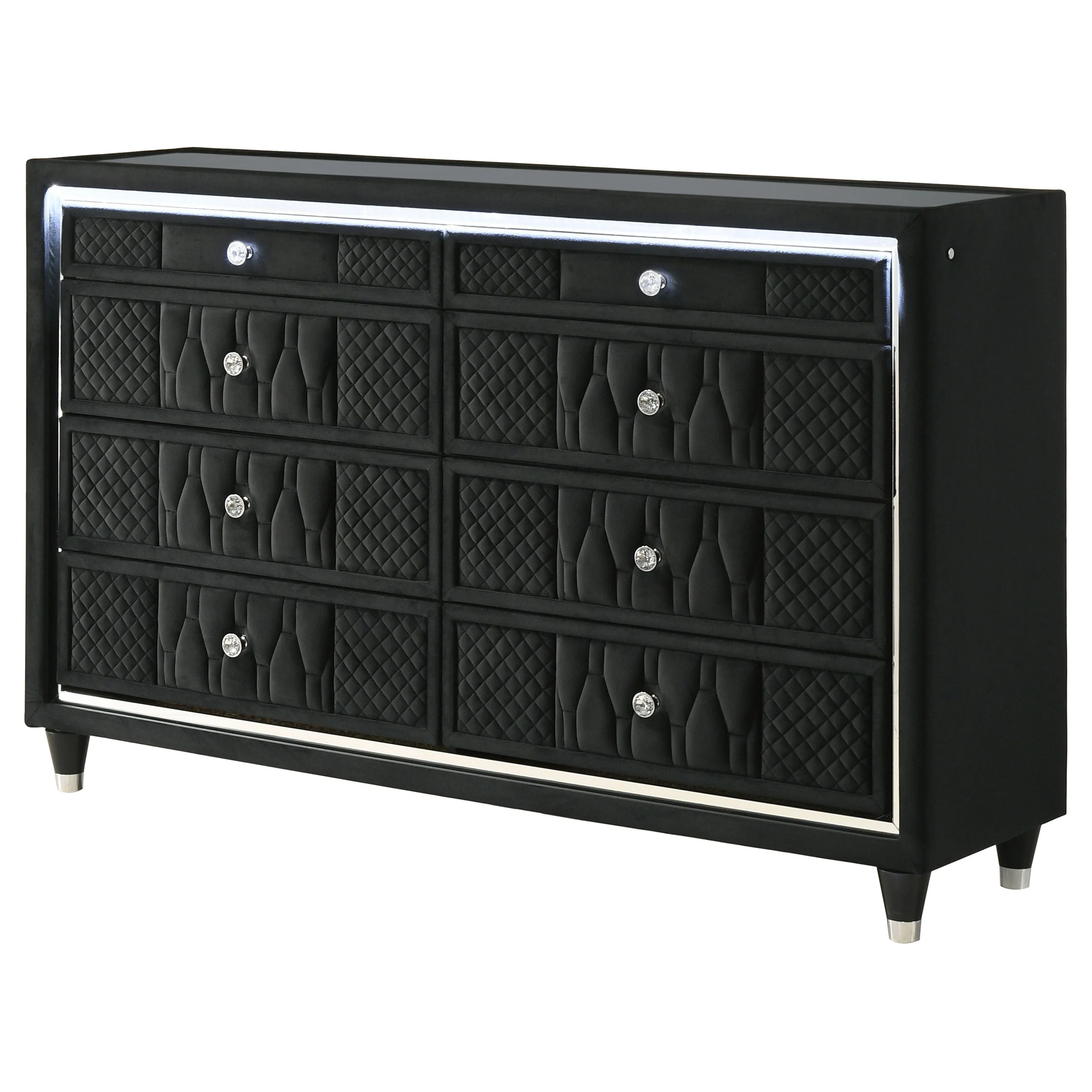 Lorient Black 8-drawer LED Bedroom Dresser Cabinet - Image 4