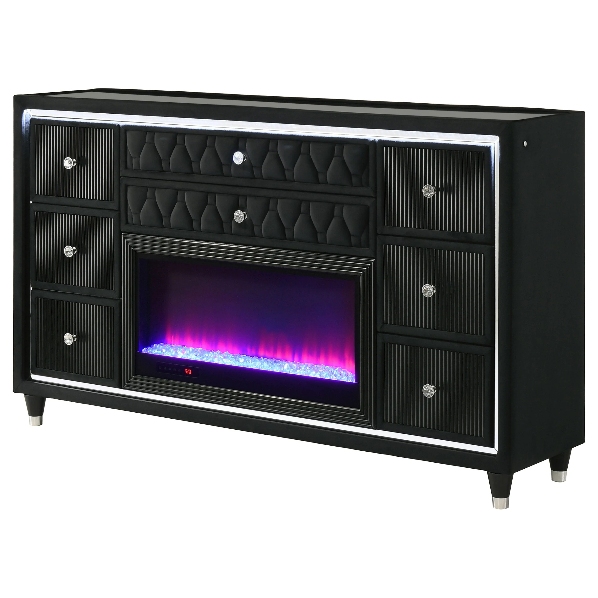 Lorient Black 8-drawer LED Bedroom Flame Box Dresser - Image 4
