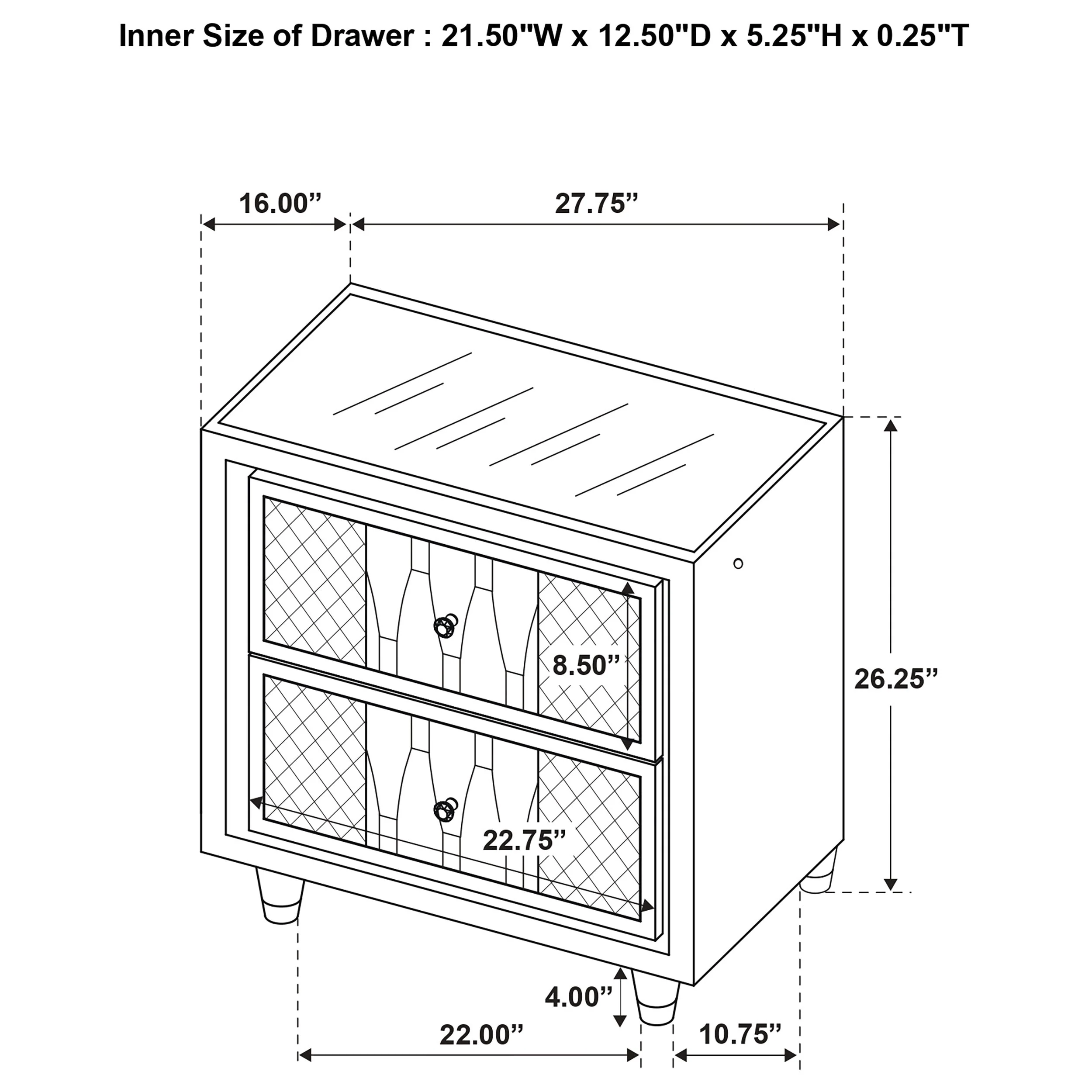 Lorient Ivory/Camel 2-drawer LED Nightstand with USB - Image 15