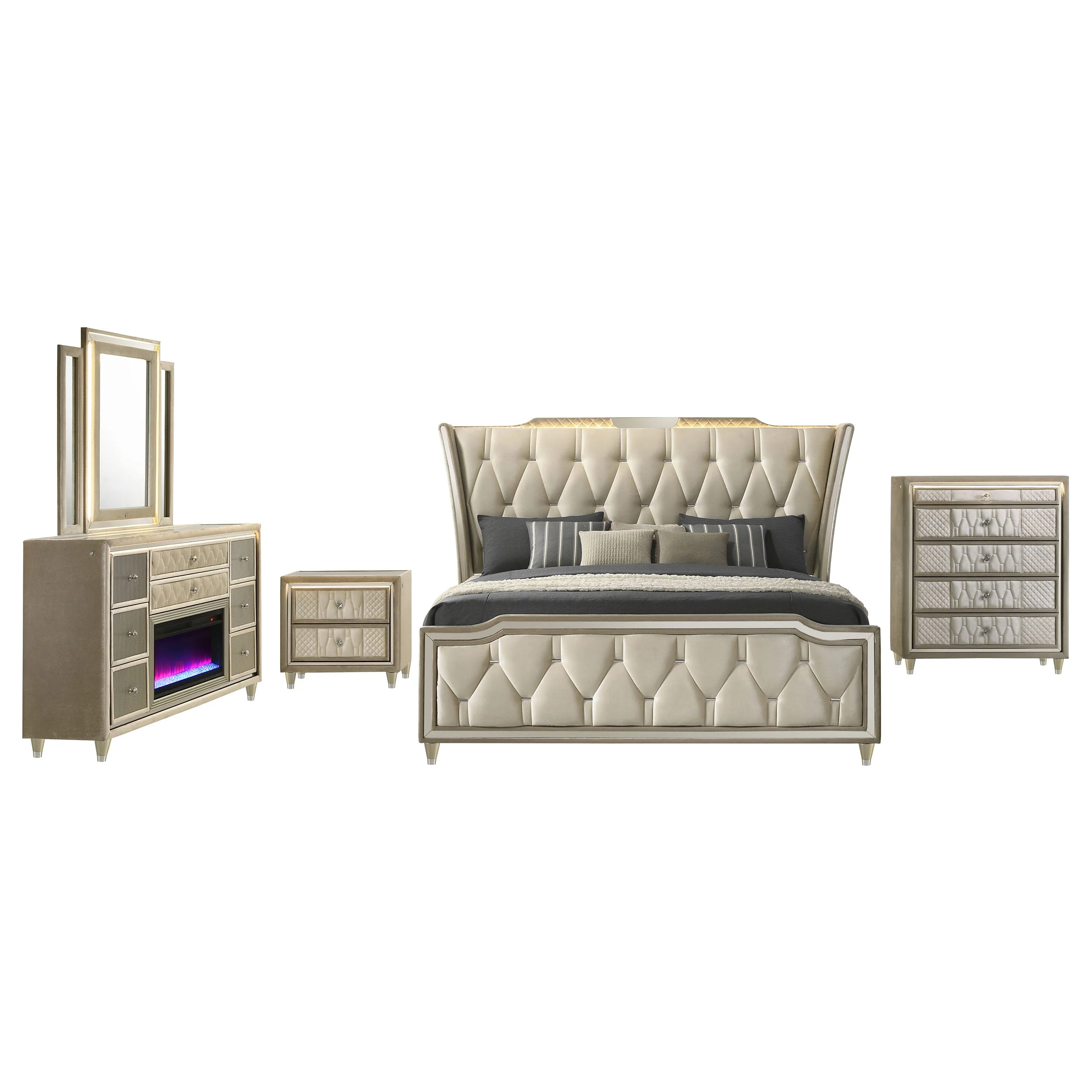 Lorient Ivory/Camel 5-piece Eastern King Bedroom Set - Image 2