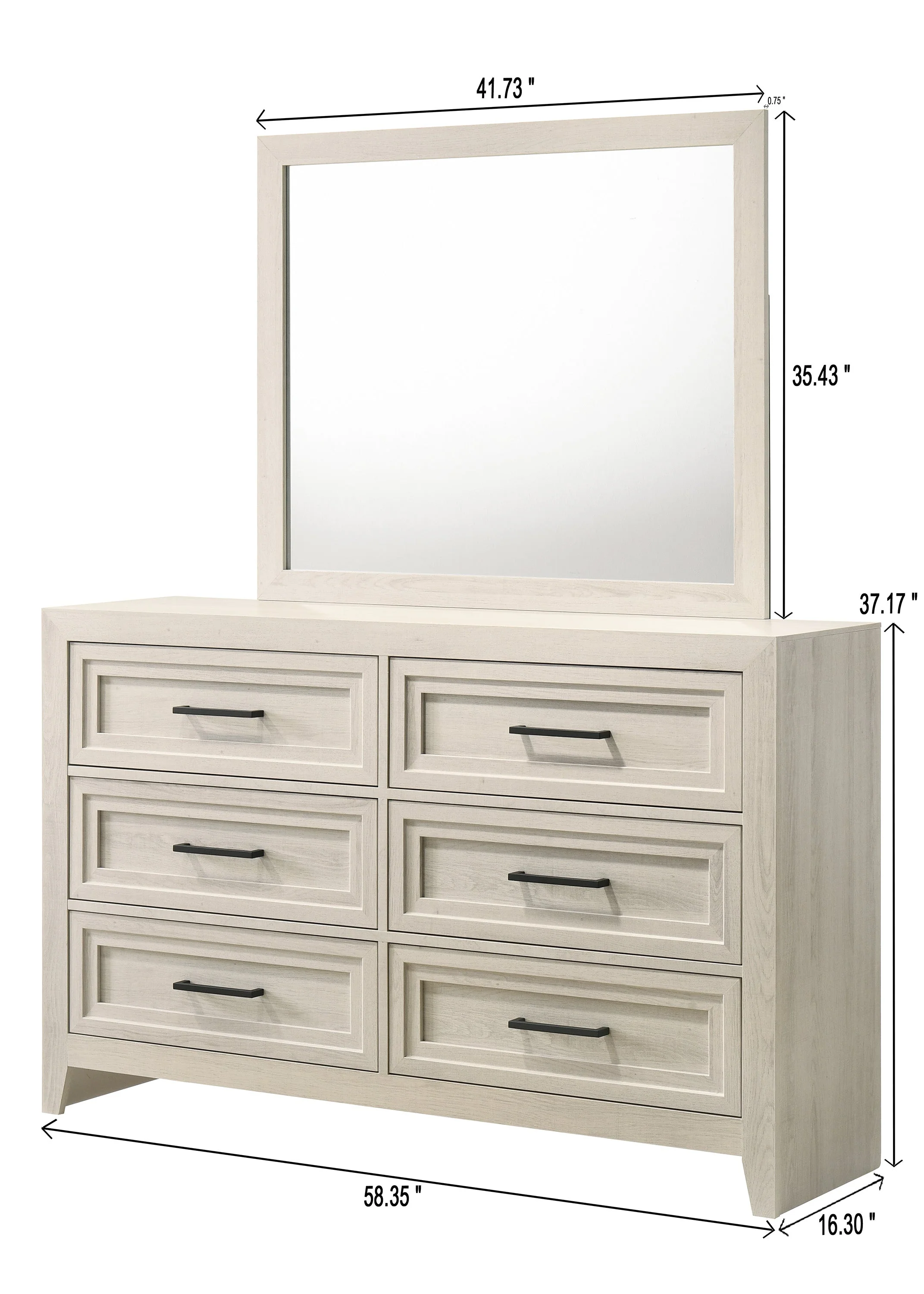 Lorraine Antique White Bedroom Mirror (Mirror Only) - Image 3