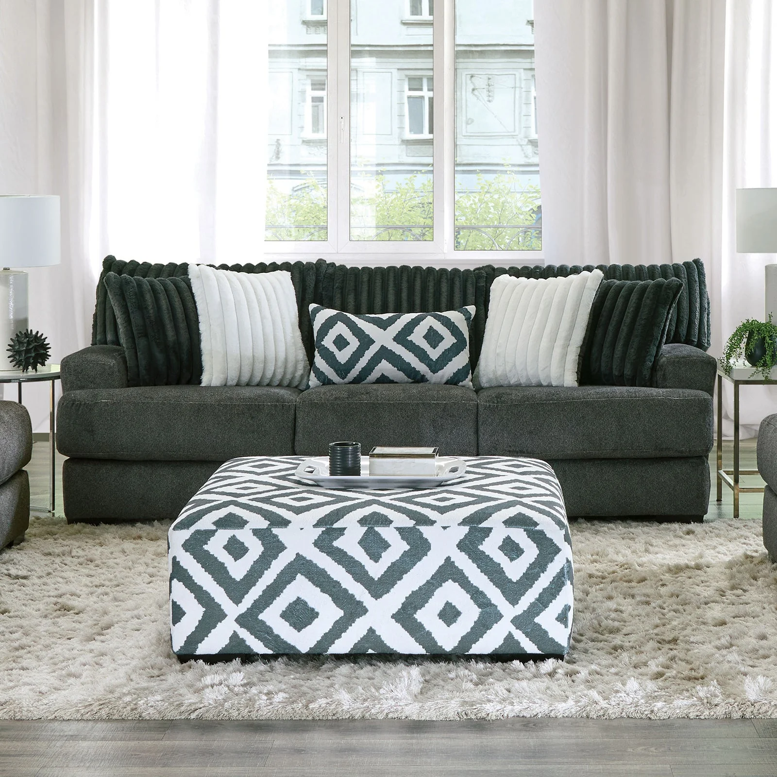 Loughlin Gun Metal Sofa & Loveseat - Image 5