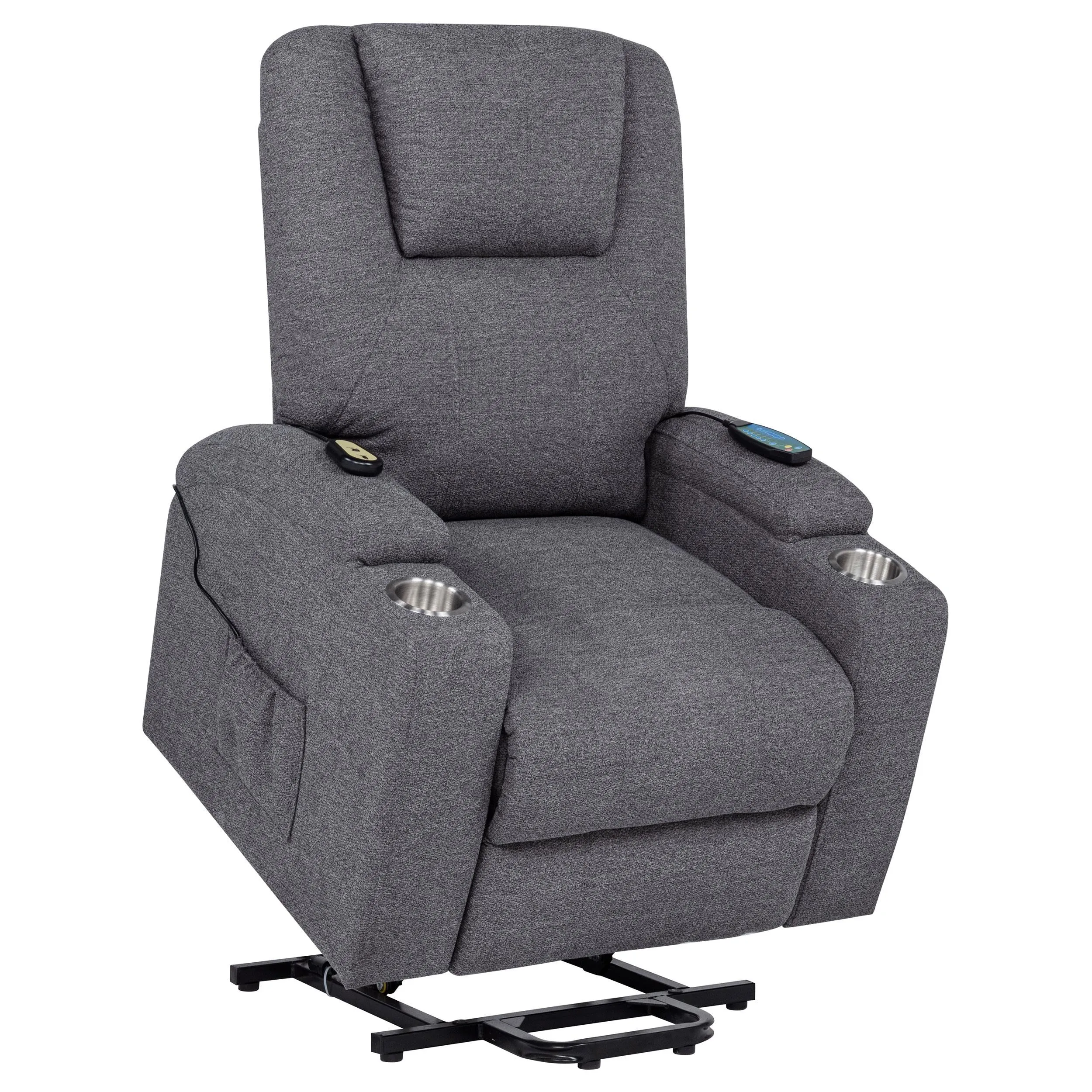 Louie Gray Chenille Upholstered Power Lift Massage Chair - Image 5