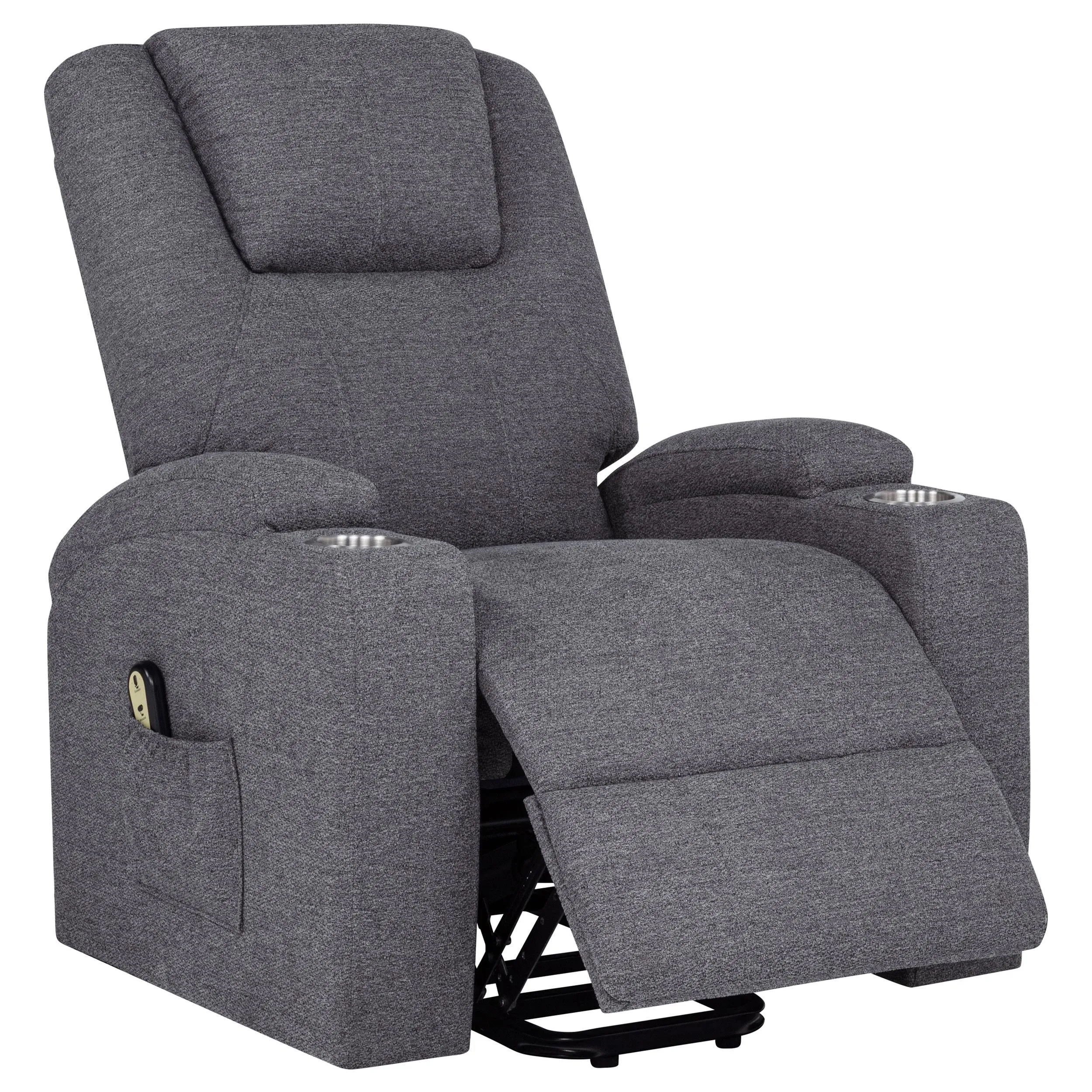 Louie Gray Chenille Upholstered Power Lift Massage Chair - Image 6