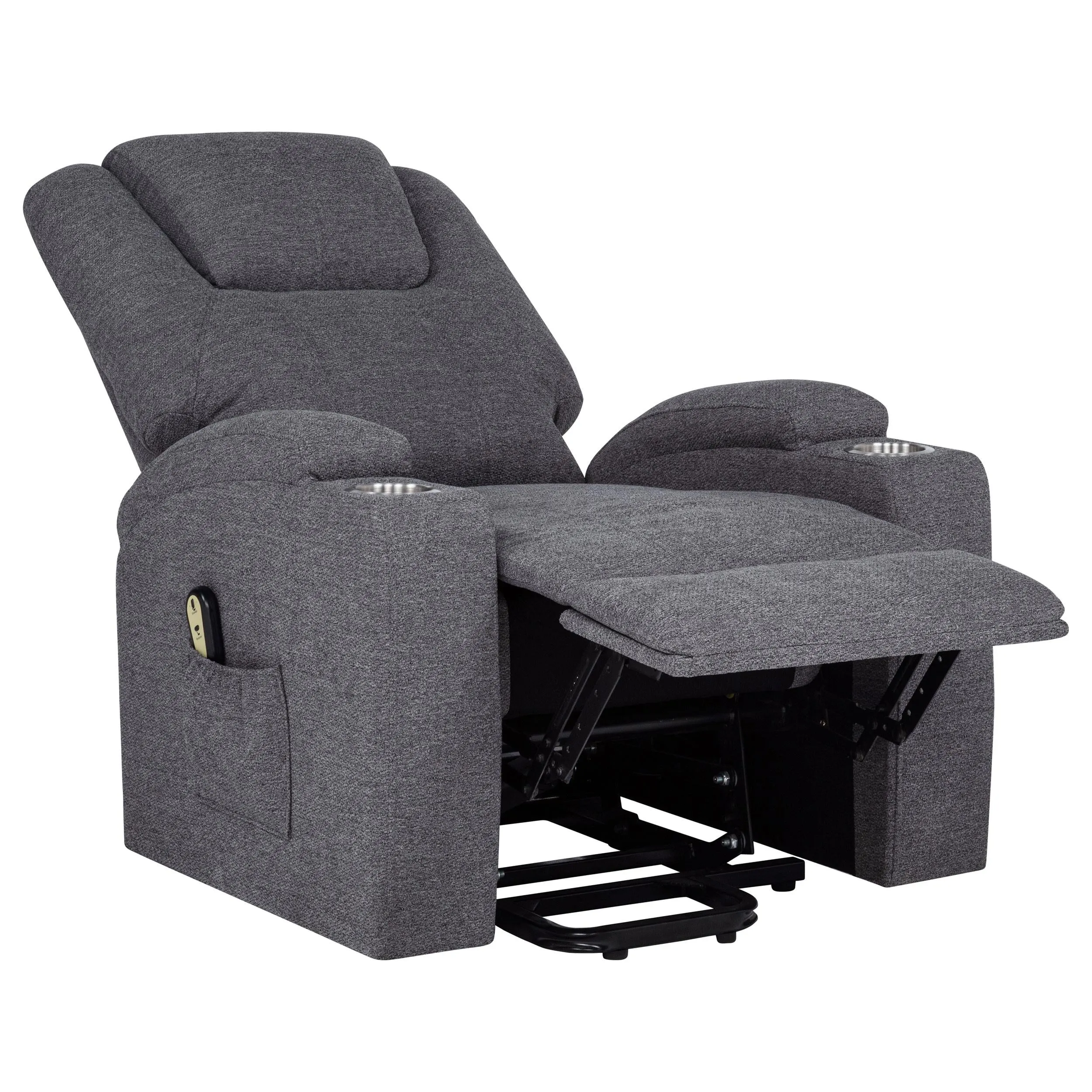 Louie Gray Chenille Upholstered Power Lift Massage Chair - Image 7