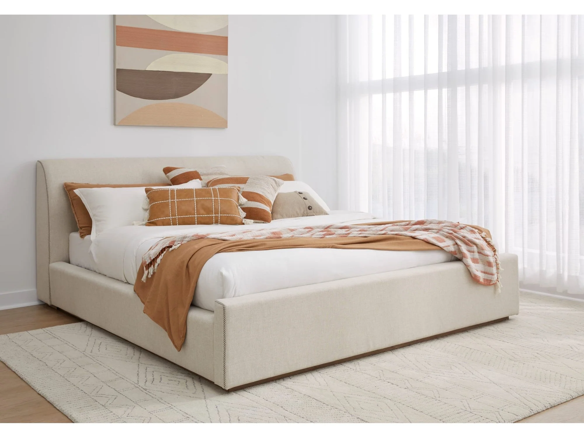 Louis Natural California King Upholstered Platform Bed
