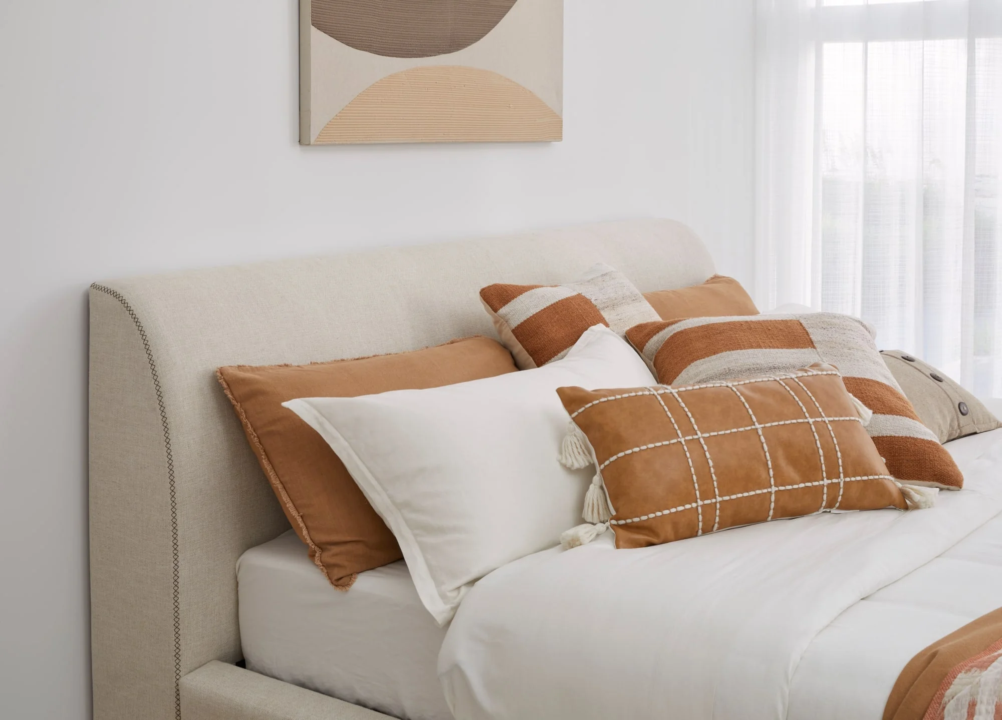 Louis Natural Full Upholstered Platform Bed - Image 3