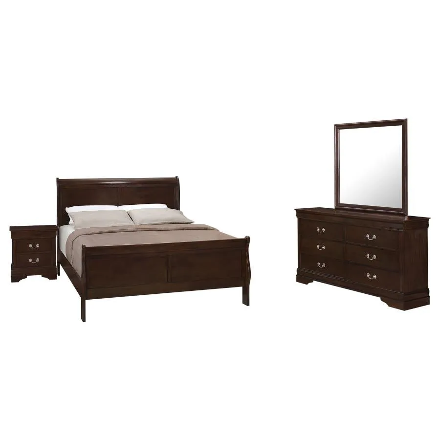 Louis Philippe Cappuccino 4-Piece Queen Panel Bedroom Set with High Headboard - Image 2