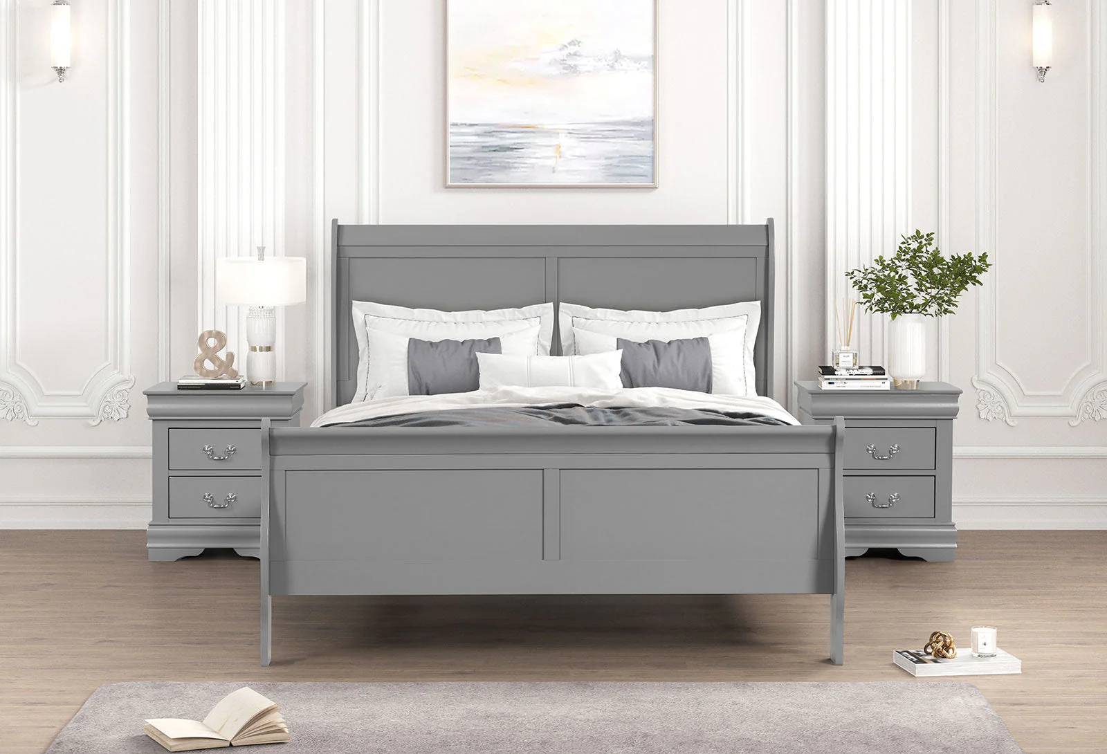 Louis Philippe Gray Full Bed
