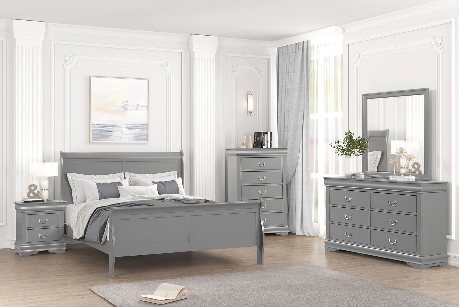 Louis Philippe Gray Full Bed - Image 3