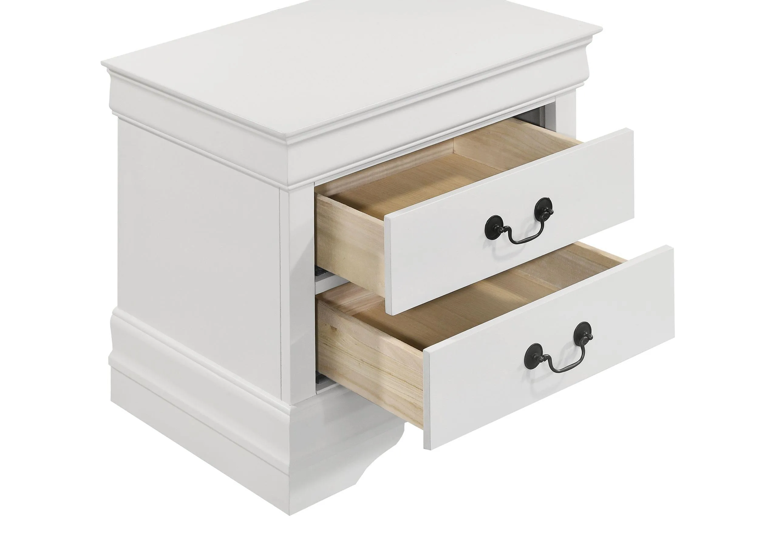 Louis Philippe White 2-drawer Nightstand Bedside Table - Image 10