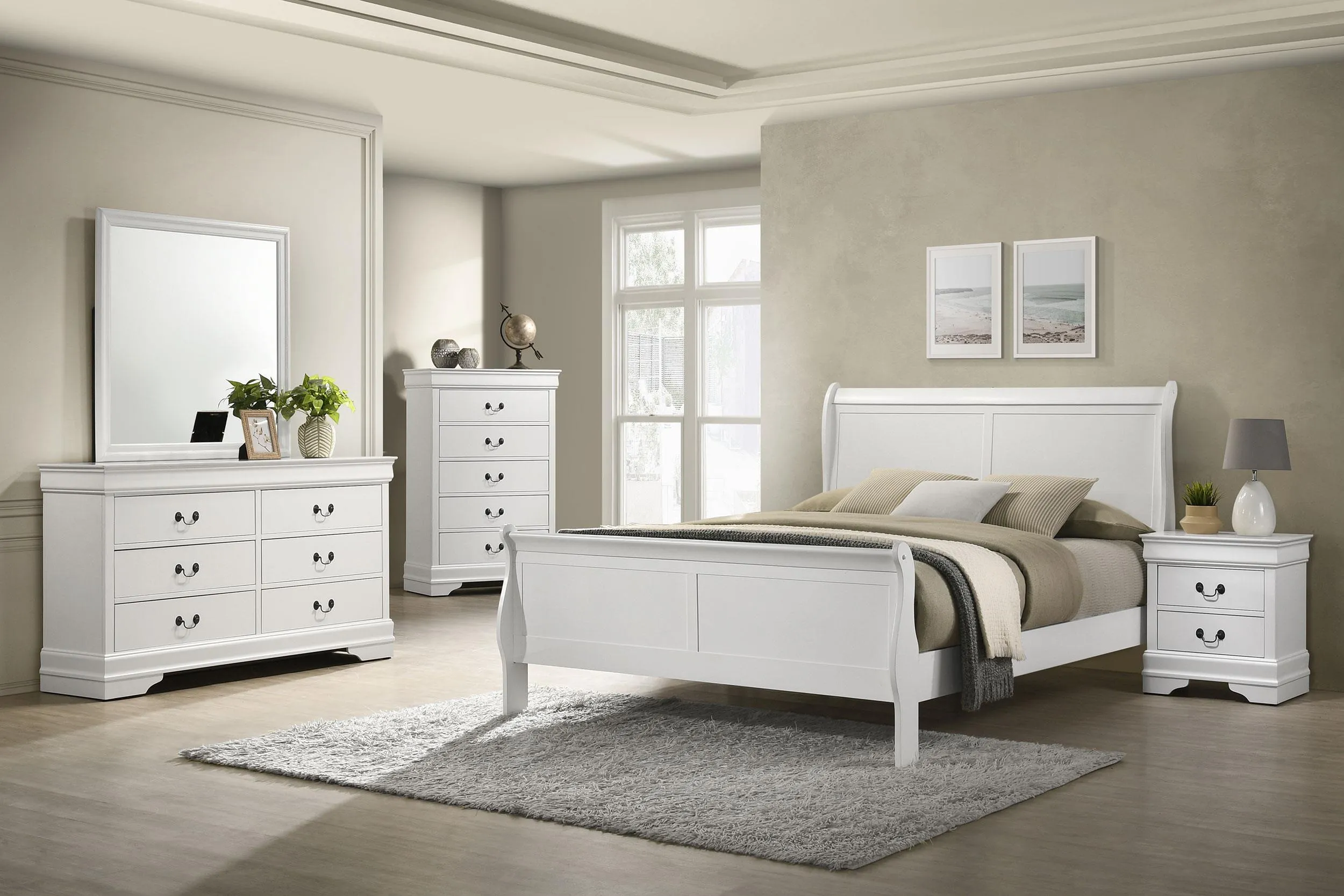 Louis Philippe White 2-drawer Nightstand Bedside Table - Image 13
