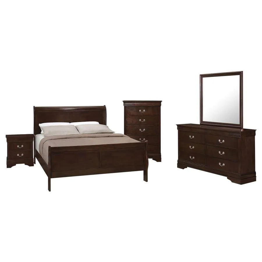 Louis Philippe White 5-Piece Queen Panel Bedroom Set with High Headboard - Image 2