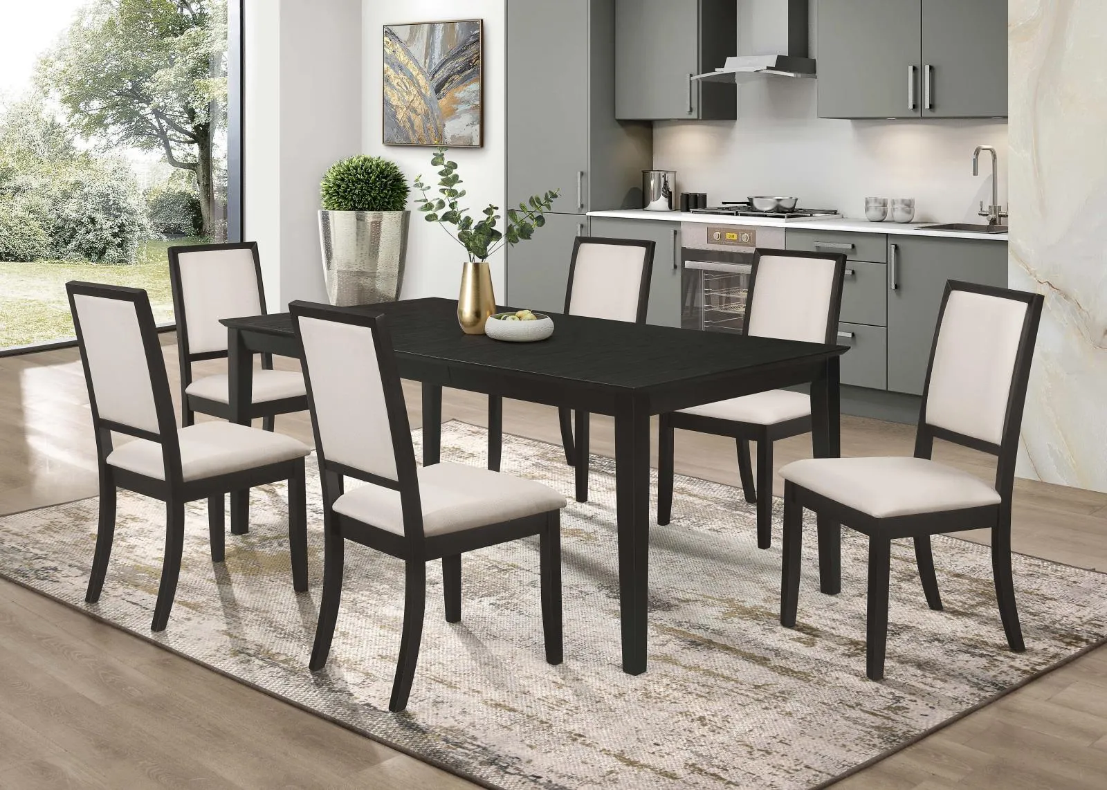 Louise Black/Cream Upholstered Dining Side Chairs, Set of 2 - Image 7