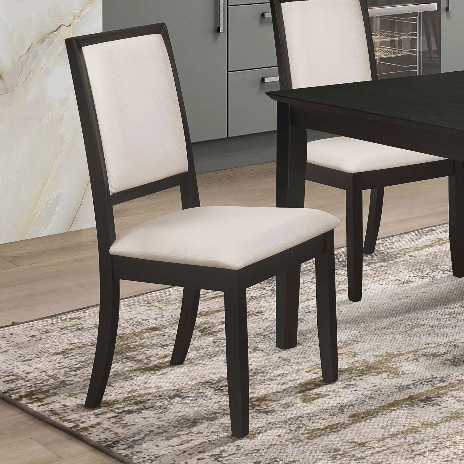 Louise Black/Cream Upholstered Dining Side Chairs, Set of 2 - Image 8