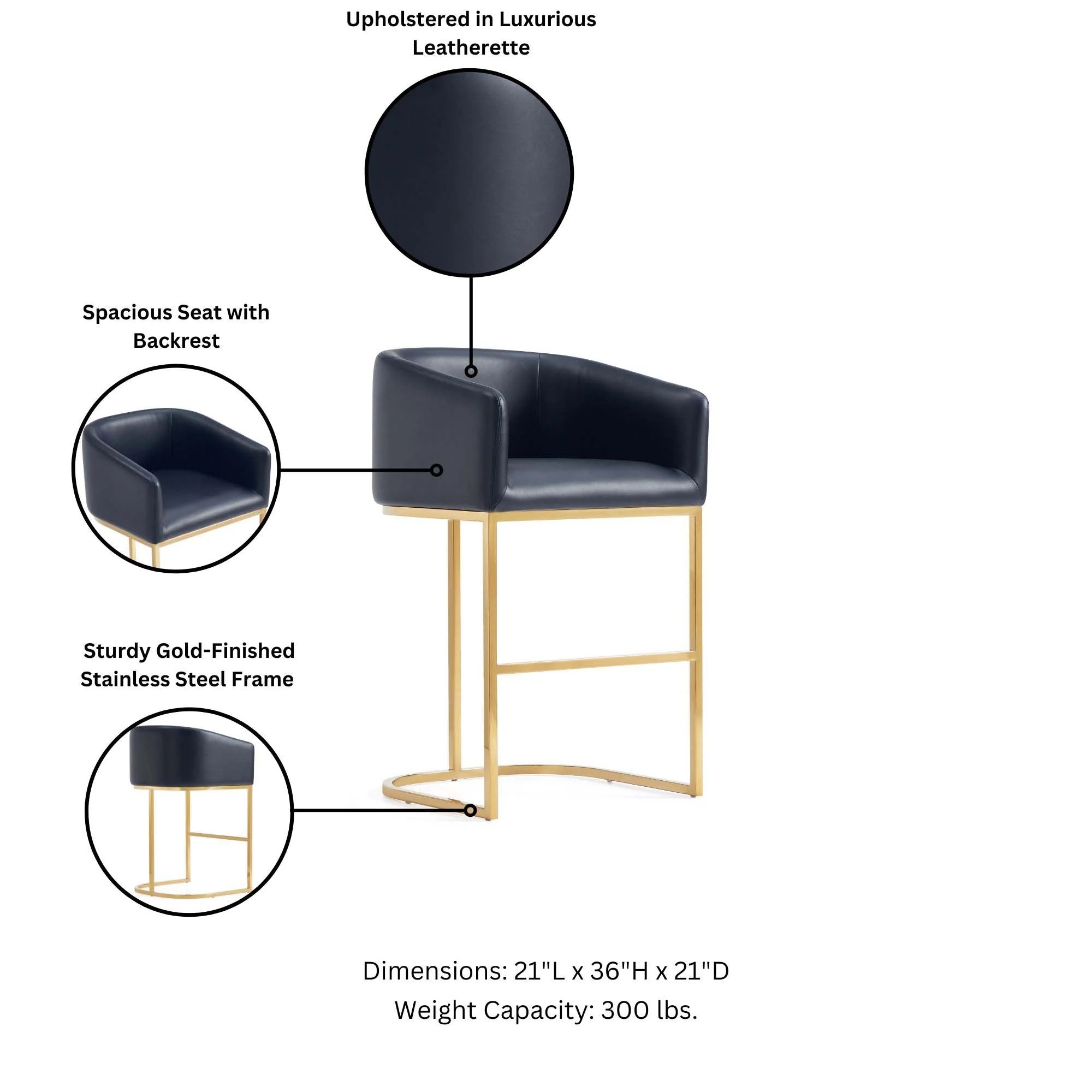 Louvre Counter Stool in Black (set of 2) - Image 4