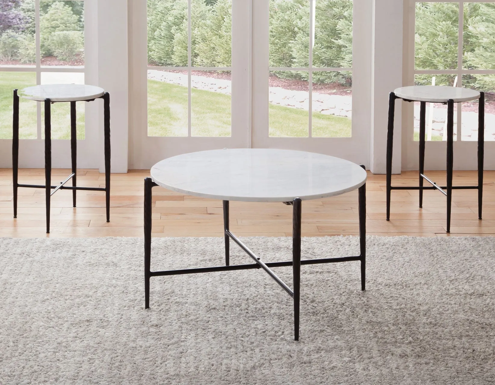 Loxie White 29.5″ Round Solid Marble Top Cocktail Table - Image 5