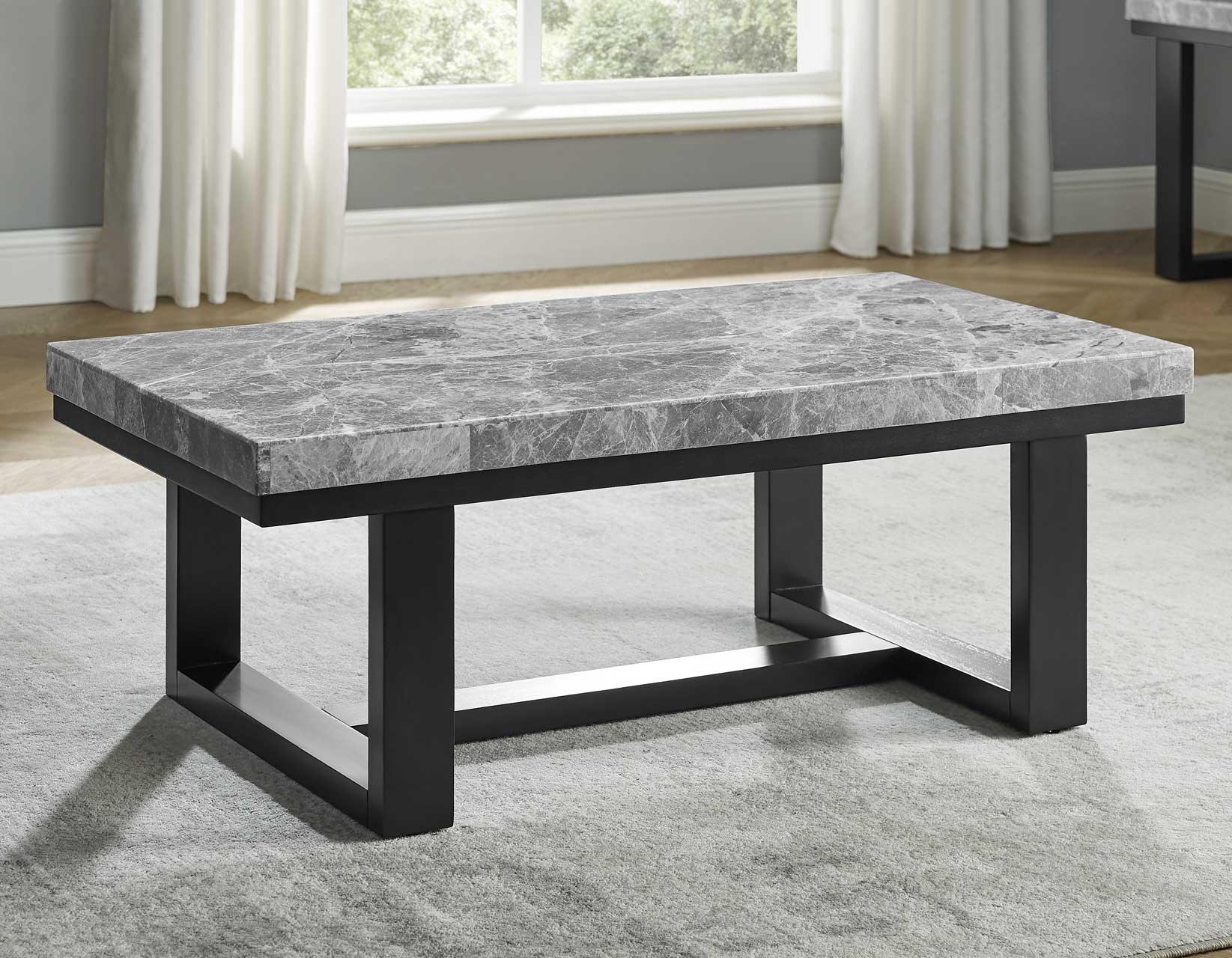 Lucca Gray Marble 3-Piece Table Set - Image 2