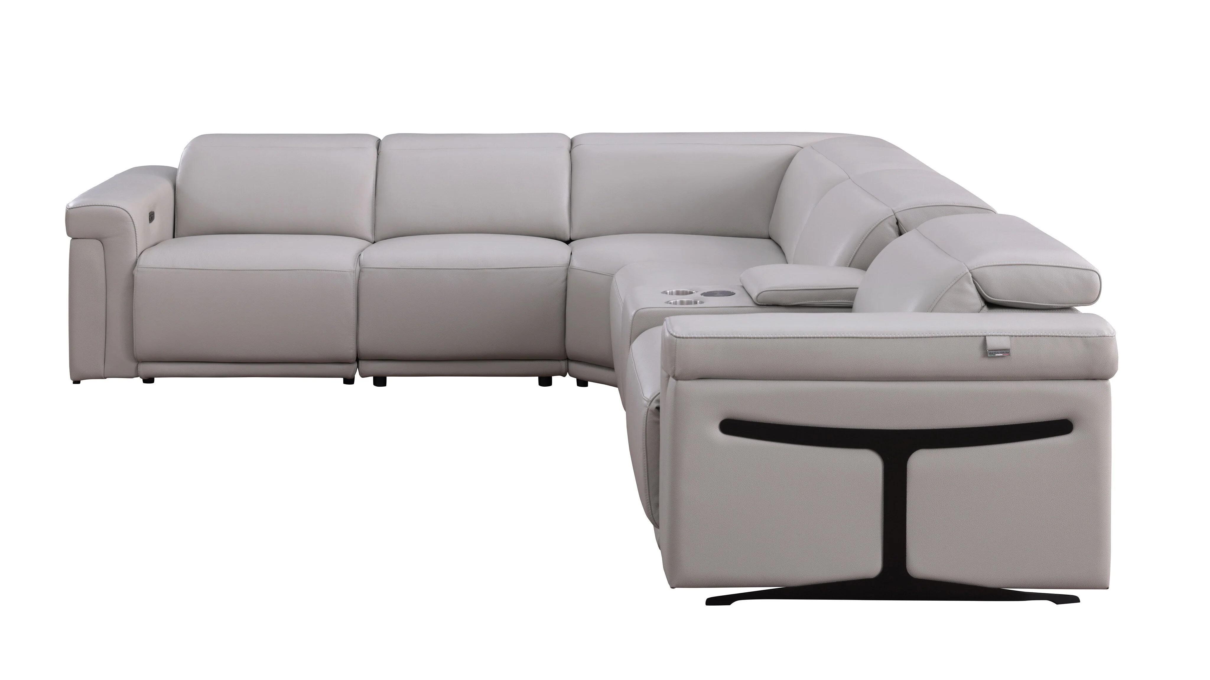 Lucca (L.T. Grey) 6-Piece Italian Power Reclining Sectional - Image 4