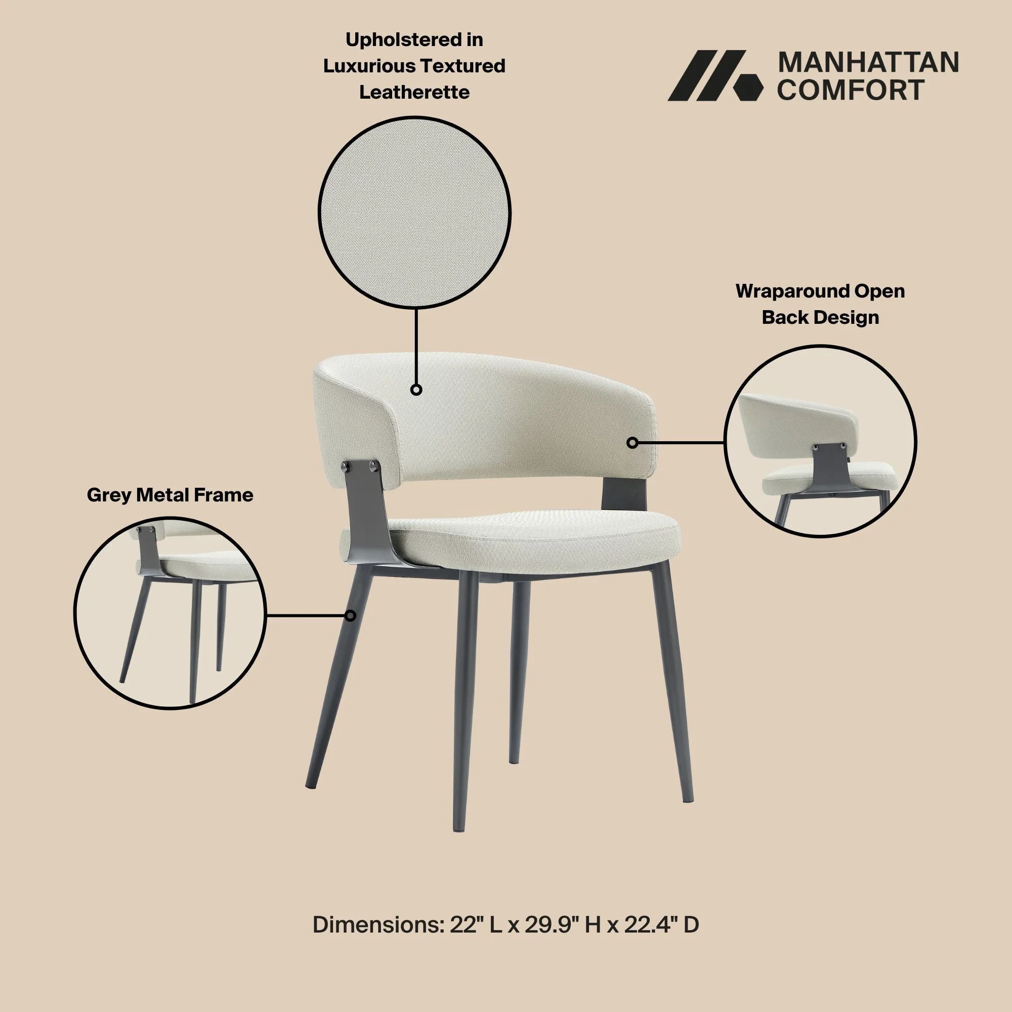 Luce Dining Chair in Oatmeal (set of 2) - Image 4