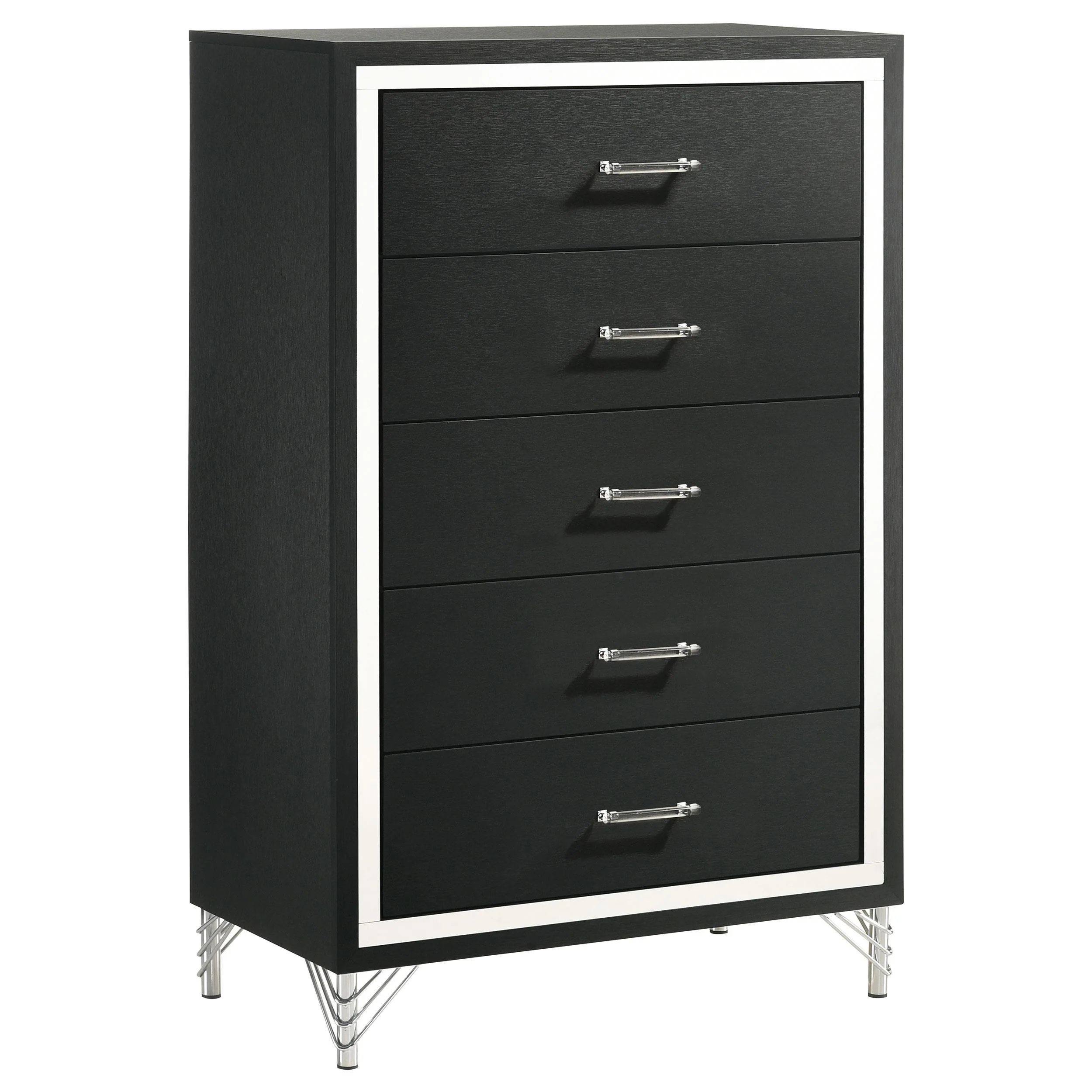 Lucia 5-drawer Bedroom Chest of Drawers Black - Image 2
