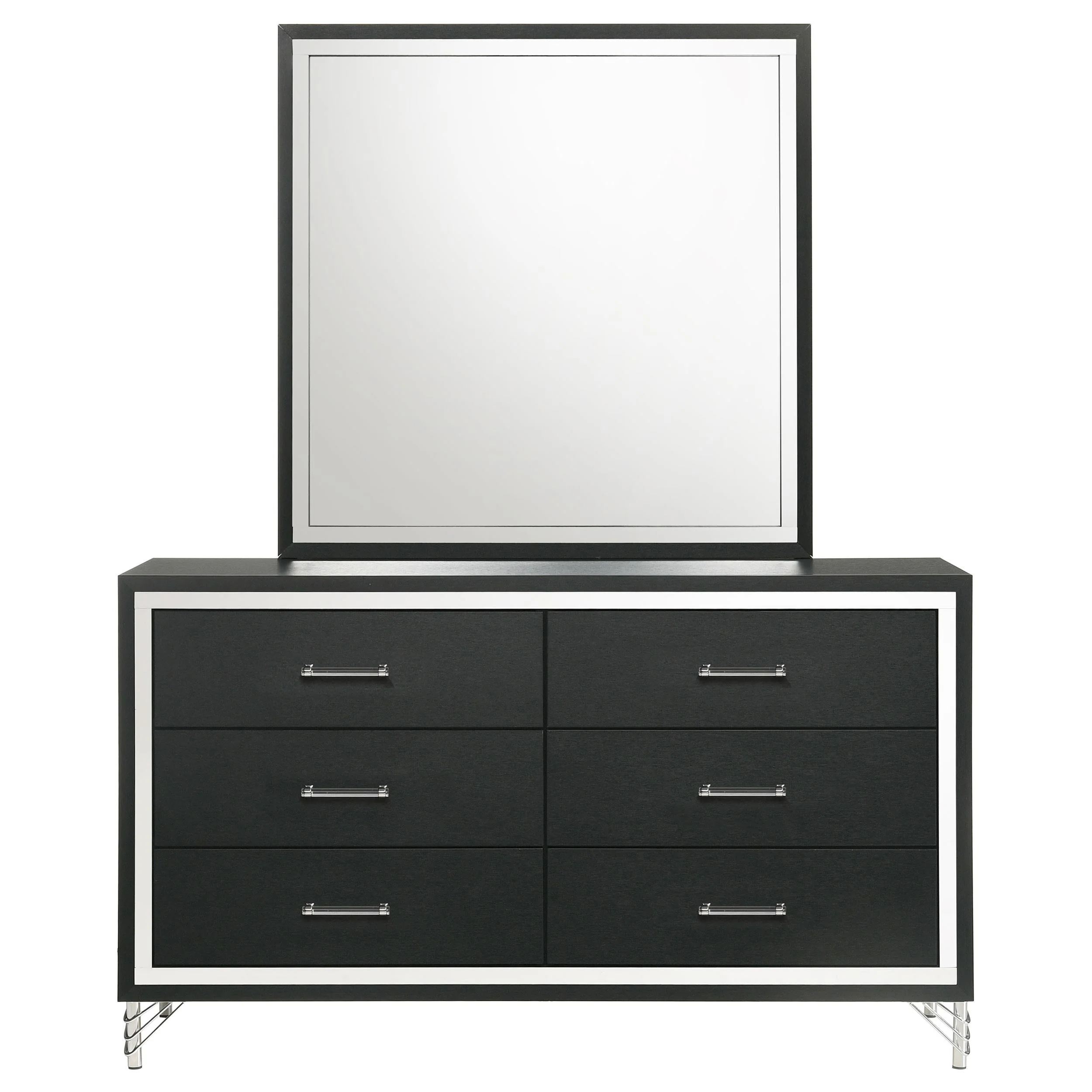 Lucia 6-drawer Dresser and Mirror Black - Image 2