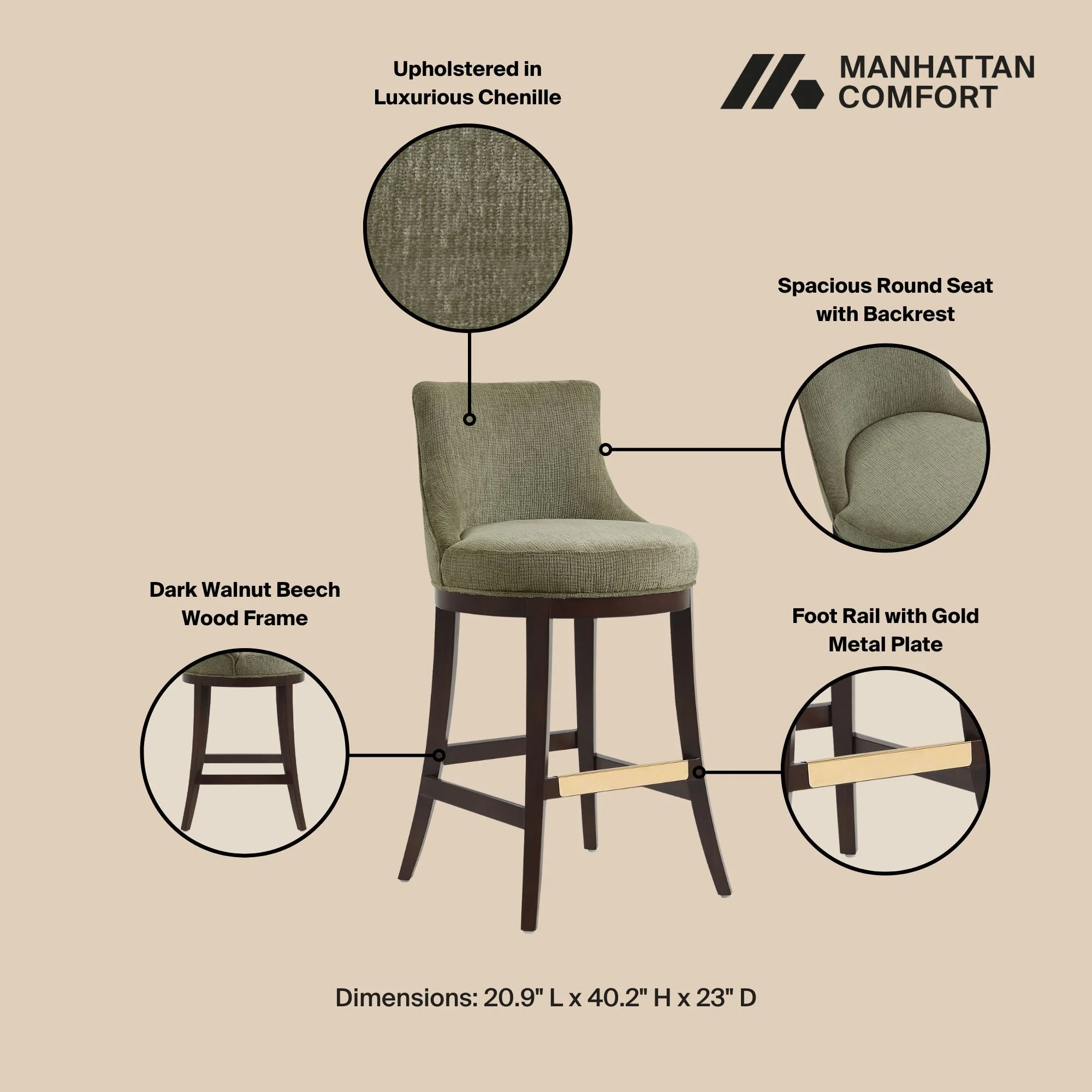 Lucia Barstool in Leaf Green (set of 2) - Image 4
