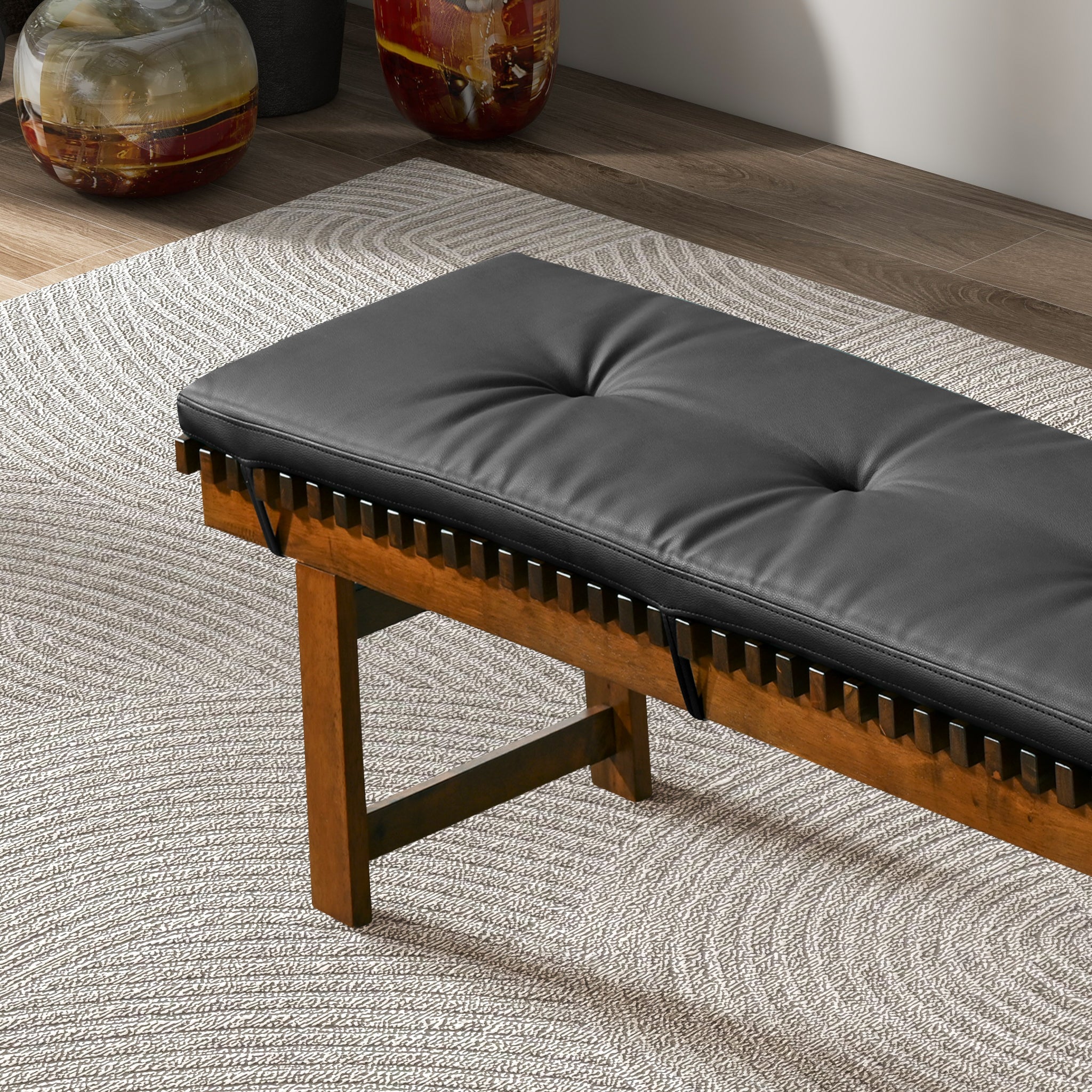 Lucia Bench in Black PU Leather - Image 5