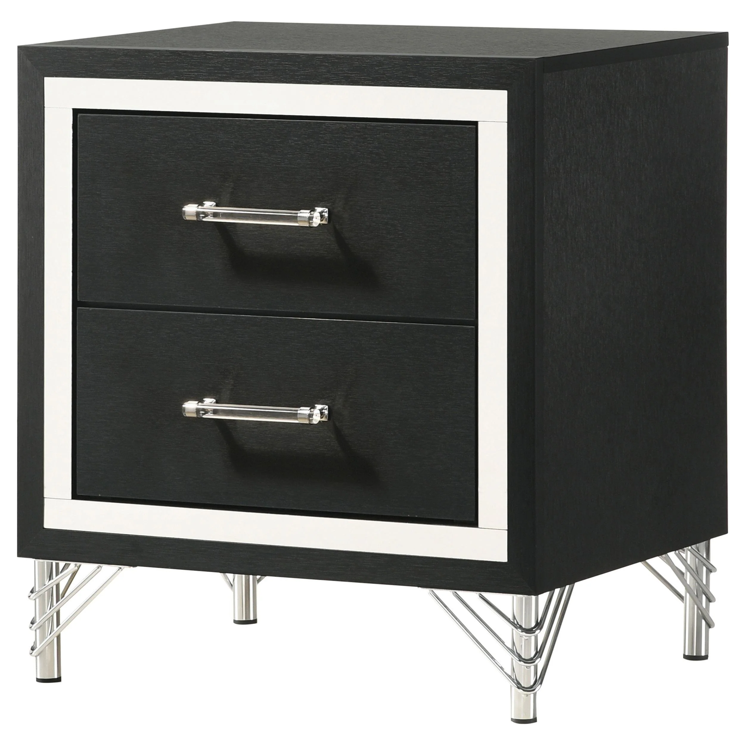 Lucia Black 2-drawer Nightstand Bedside Table - Image 3