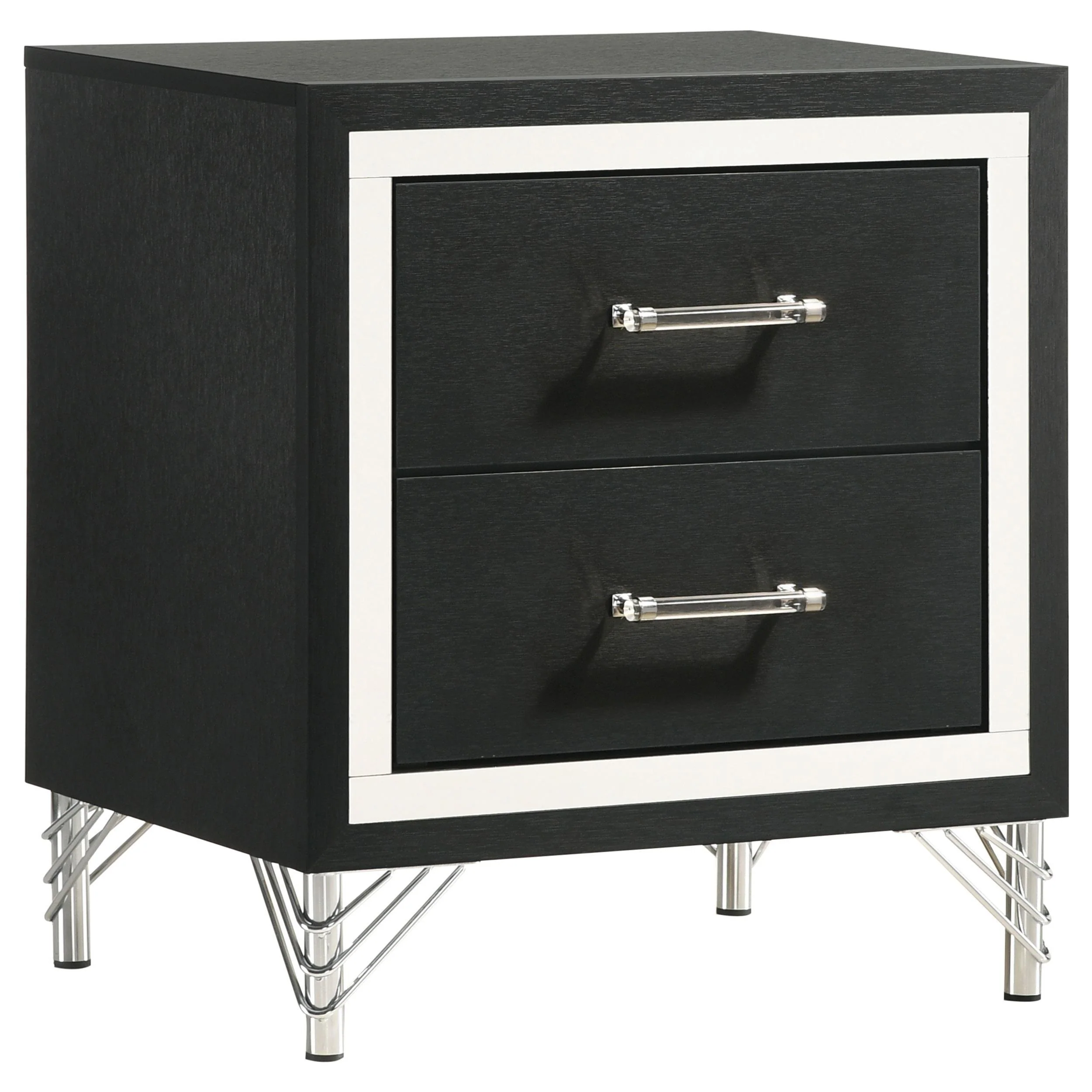 Lucia Black 2-drawer Nightstand Bedside Table - Image 4