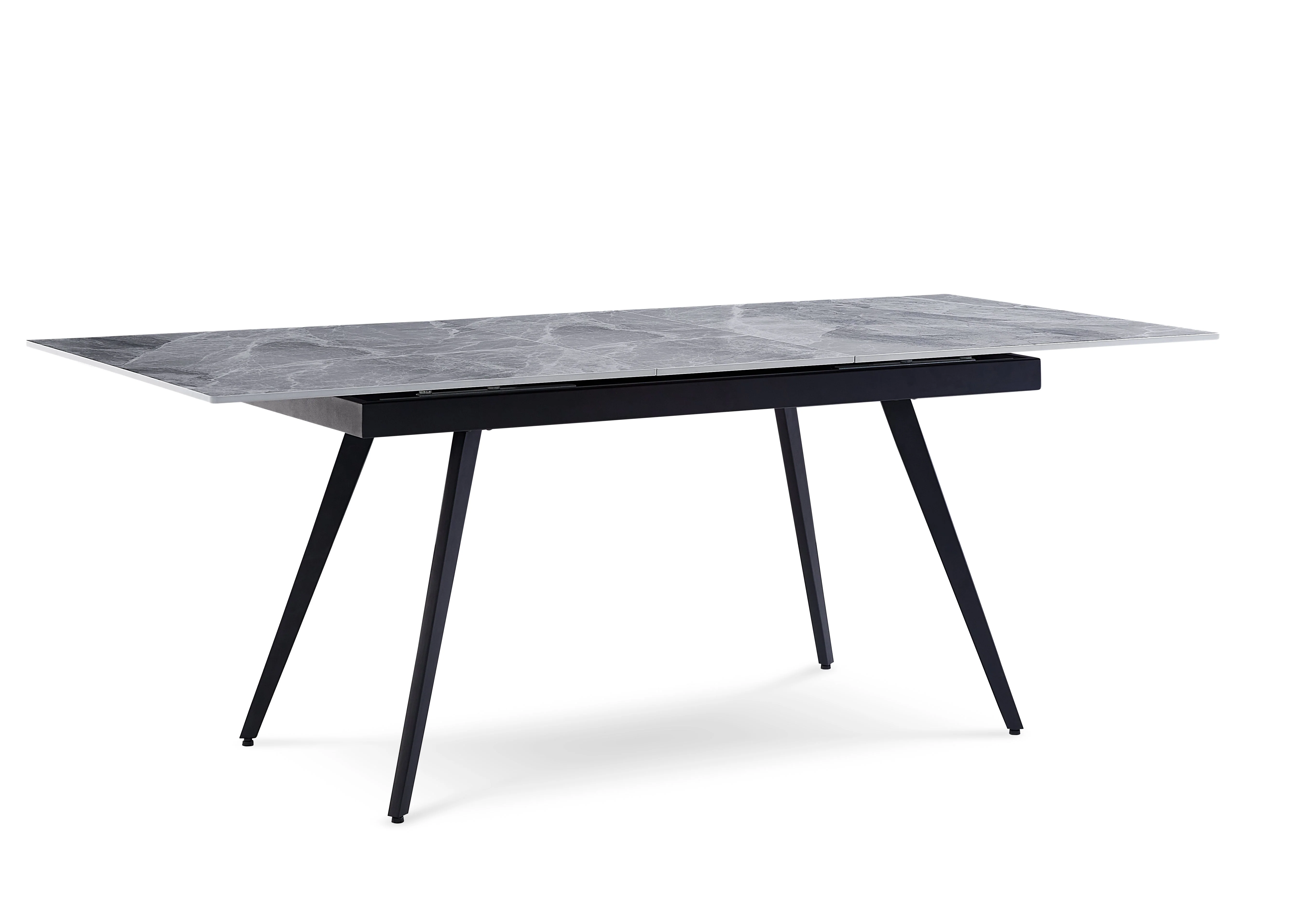 Lucia Extendable Stone Top Metal Leg Dining Table in Piedra and Black - Image 6