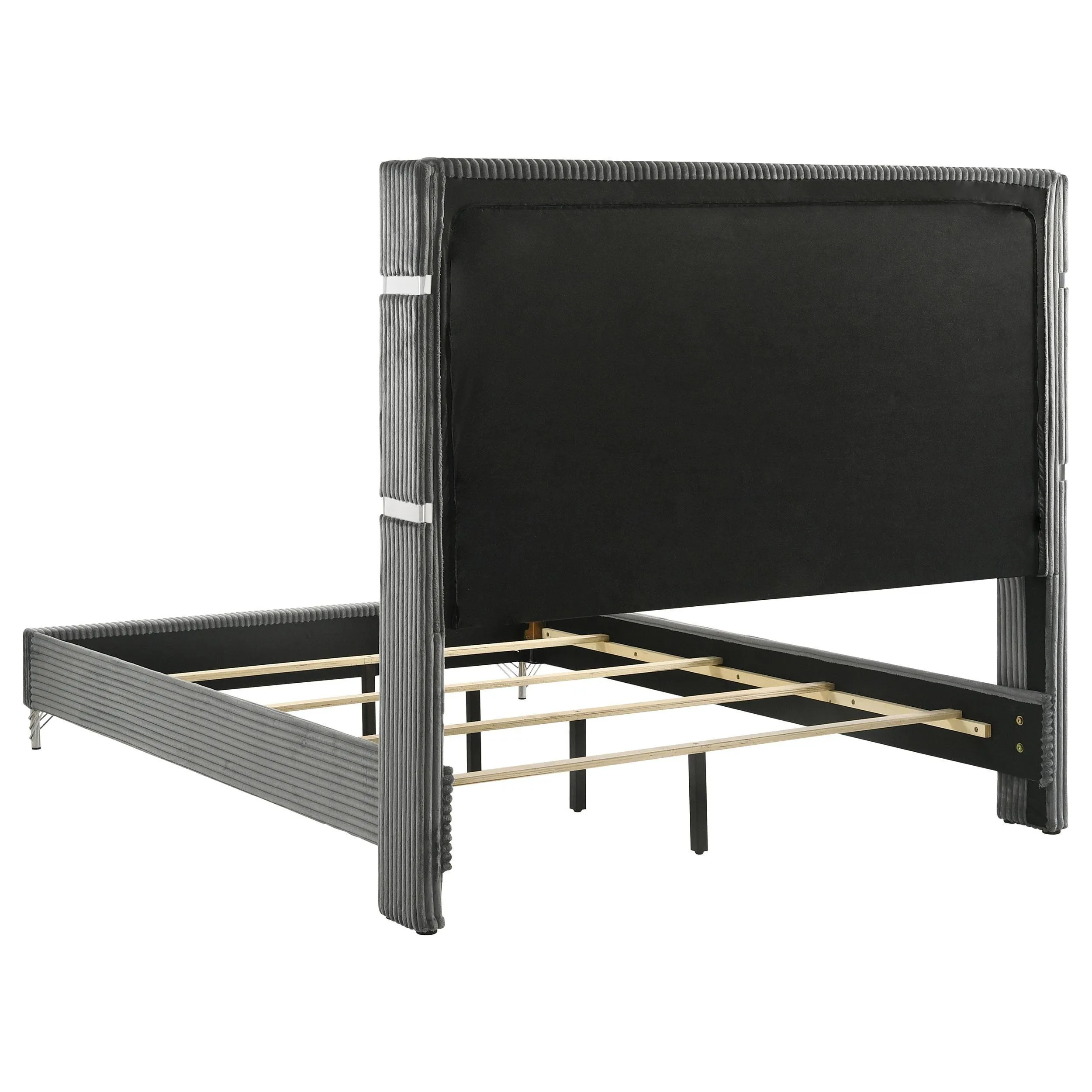 Lucia Gray 61-inch Upholstered Eastern King Panel Bed - Image 4