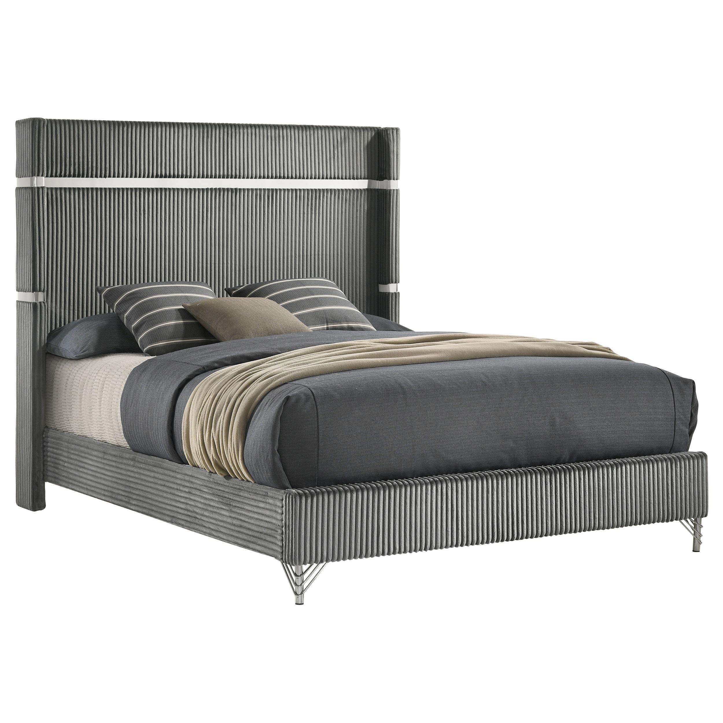 Lucia Grey 61-inch Upholstered Queen Panel Bed - Image 2