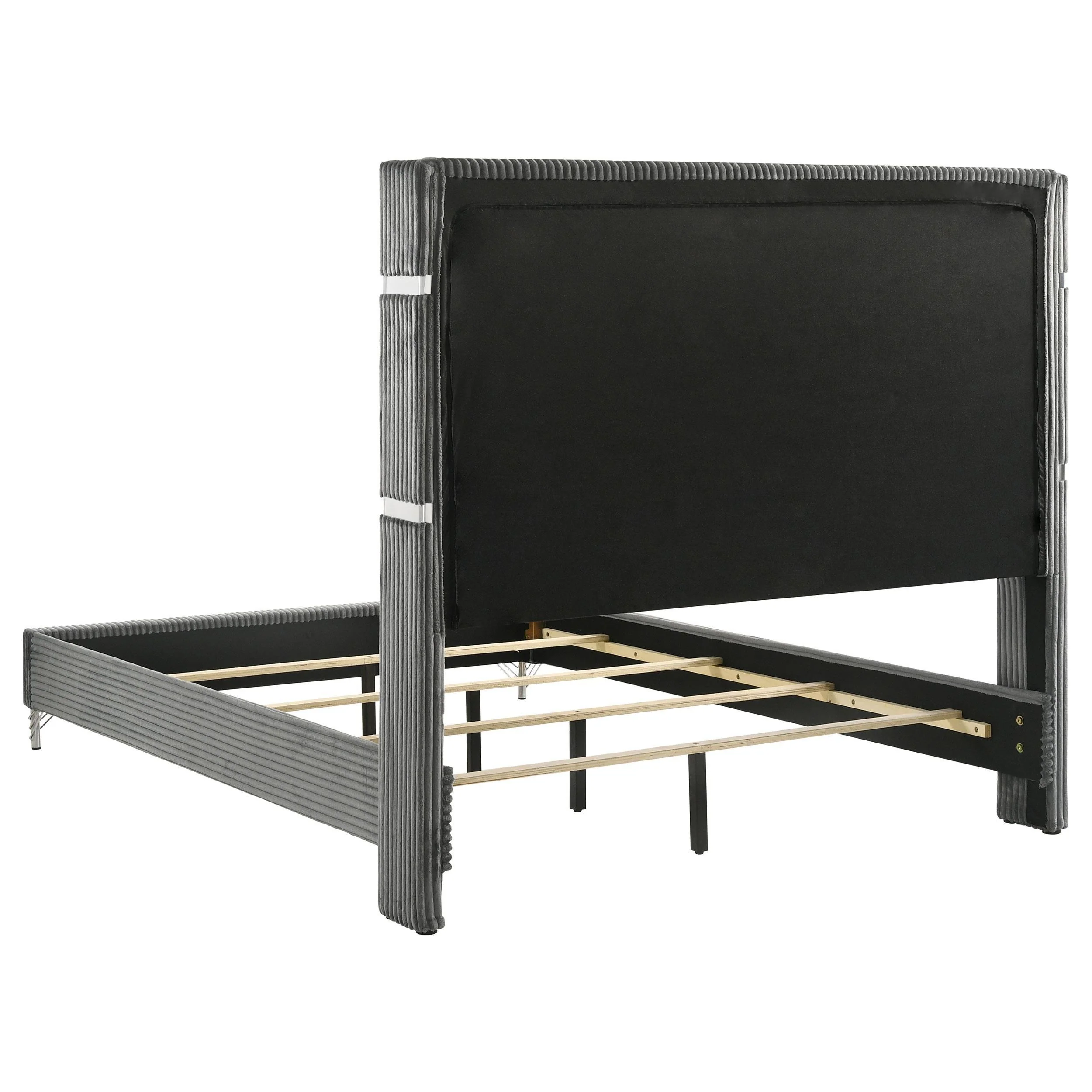 Lucia Grey 61-inch Upholstered Queen Panel Bed - Image 3