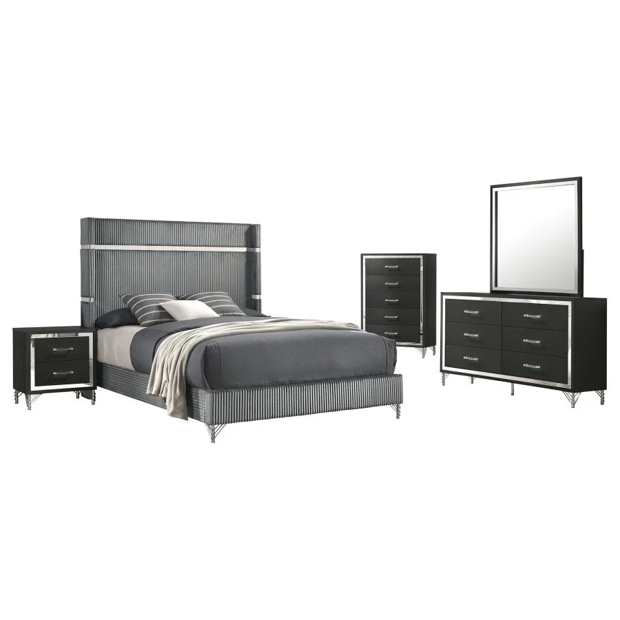 Lucia Grey/Black 5-Piece Queen Bedroom Set - Image 2
