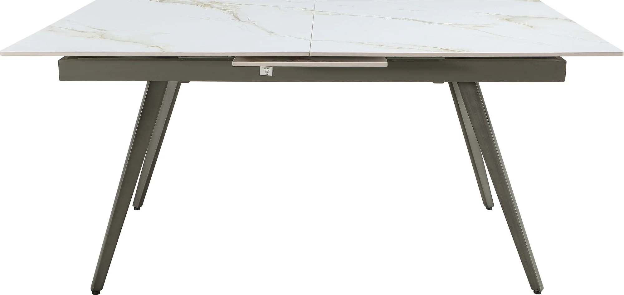 Lucia Polished Cappuccino/Gunmetal Extendable Stone Top Dining Table - Image 2