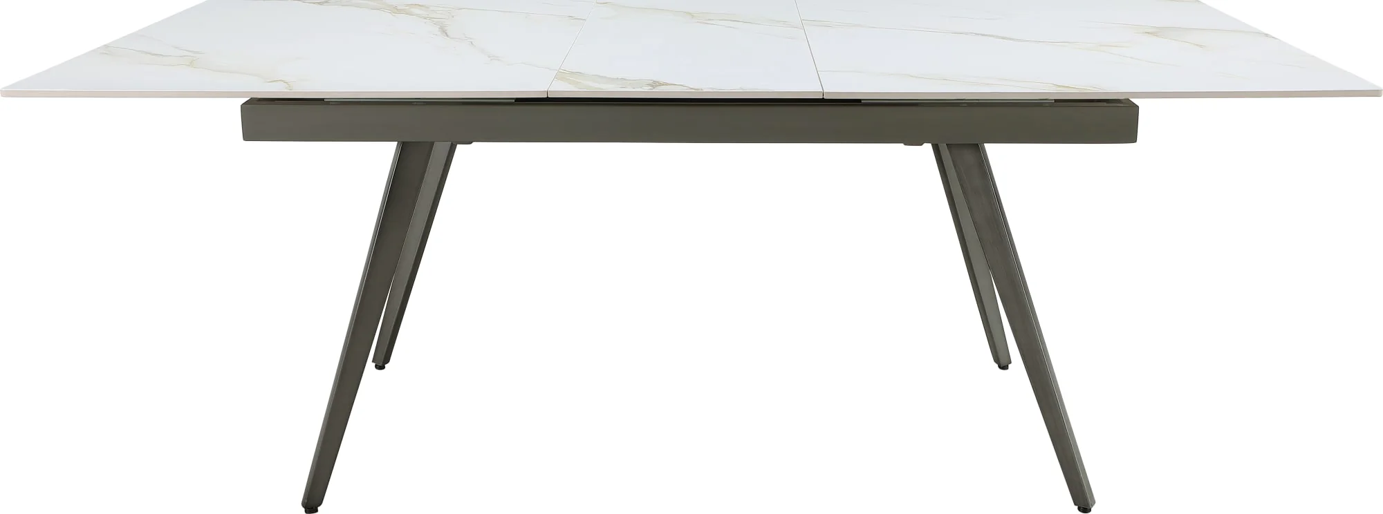 Lucia Polished Cappuccino/Gunmetal Extendable Stone Top Dining Table - Image 3