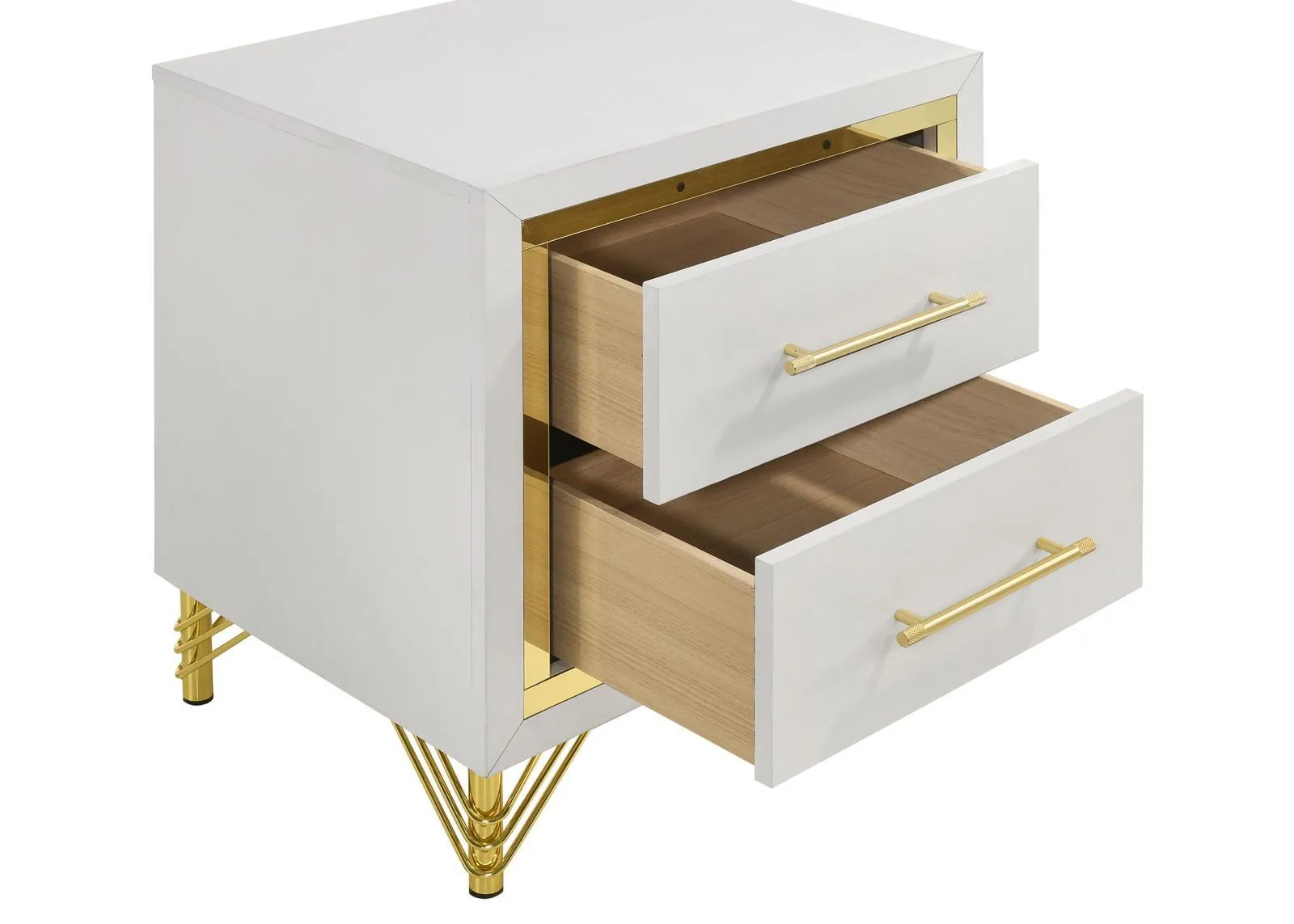 Lucia White 2-drawer Nightstand Bedside Table - Image 10