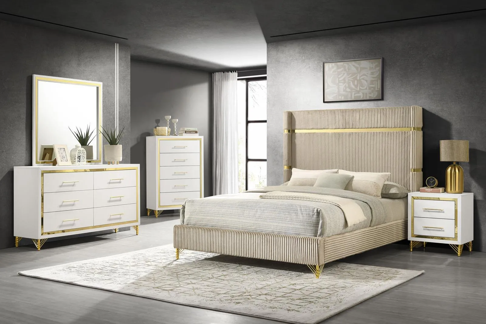 Lucia White 2-drawer Nightstand Bedside Table - Image 13