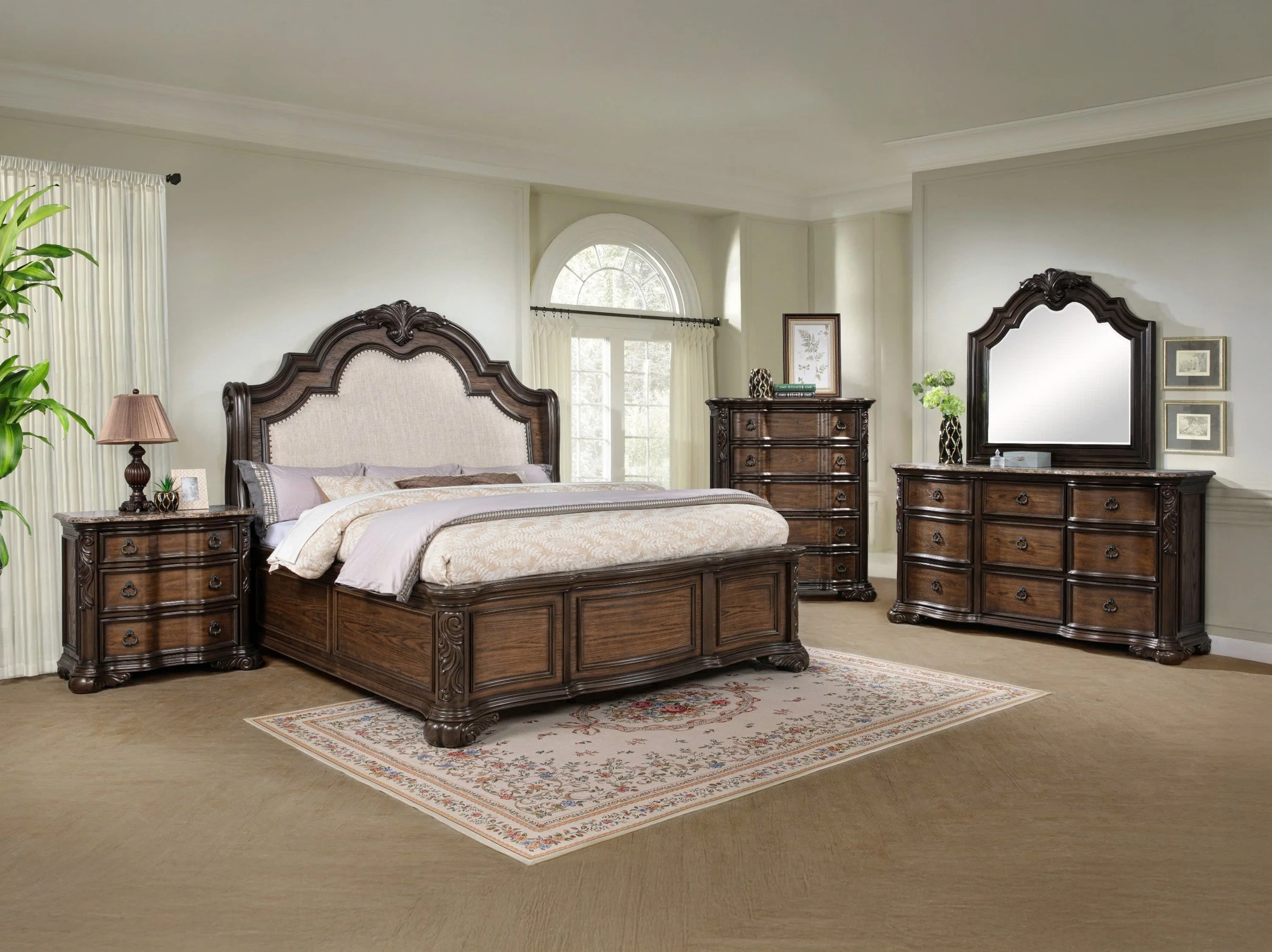 Ludwig Brown Queen Upholstered Panel Bed - Image 4