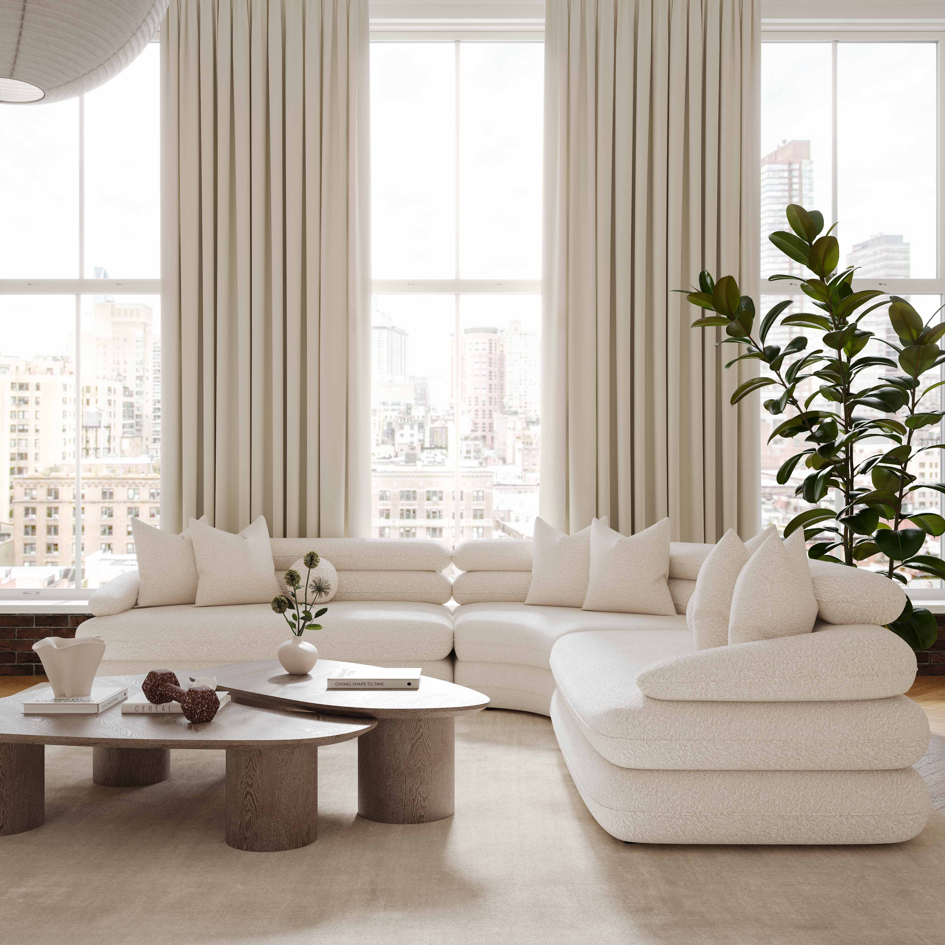 Lulu Cream Boucle Modular Curved Sectional - Image 2